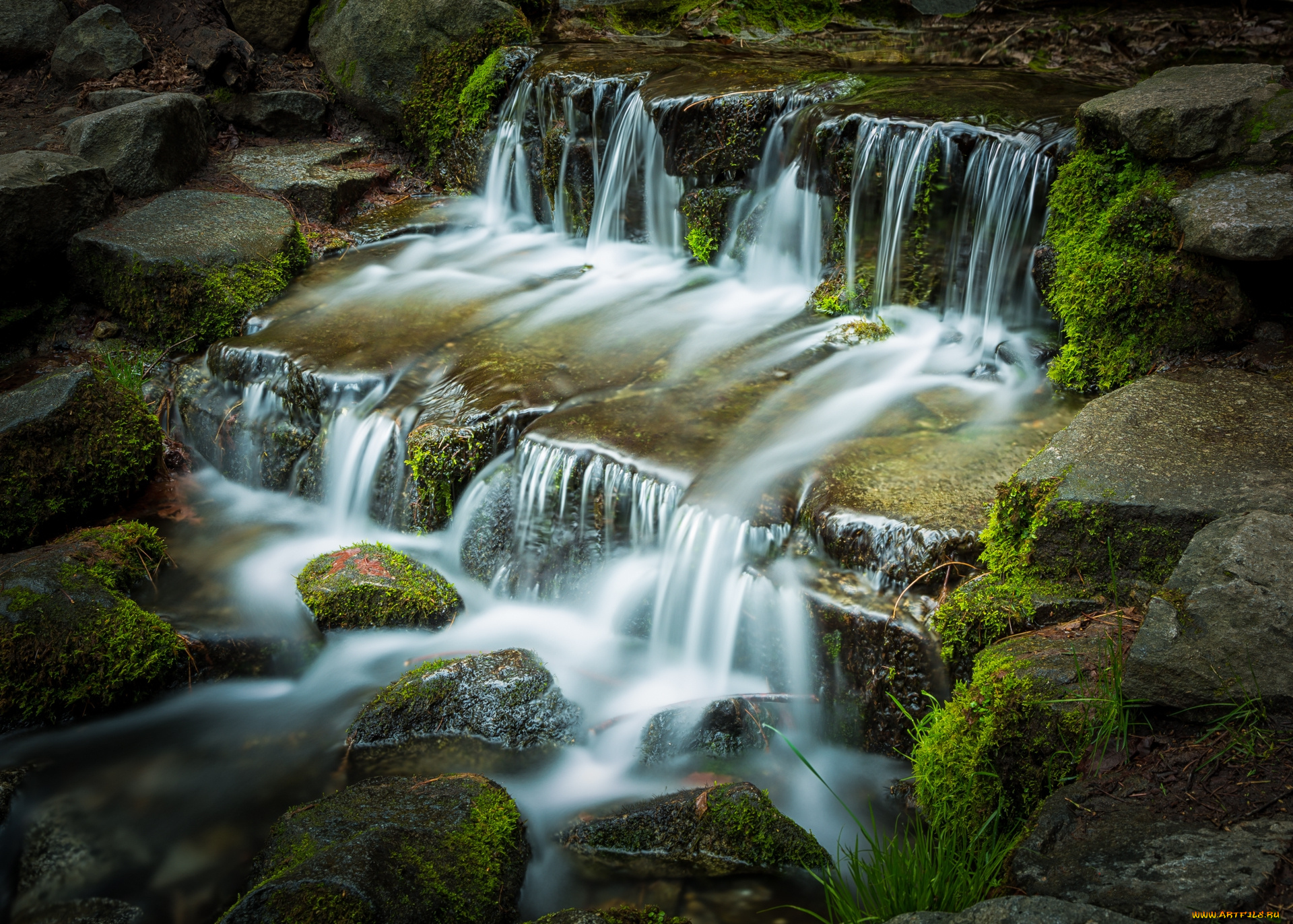 природа, водопады, лес, река, водопад