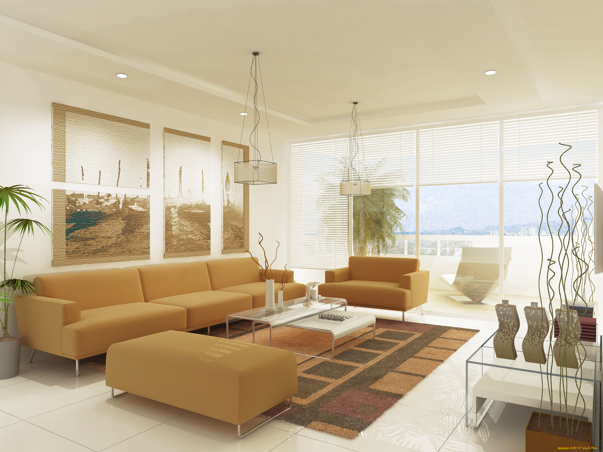 3д, графика, реализм, , realism, столик, кресла, диван