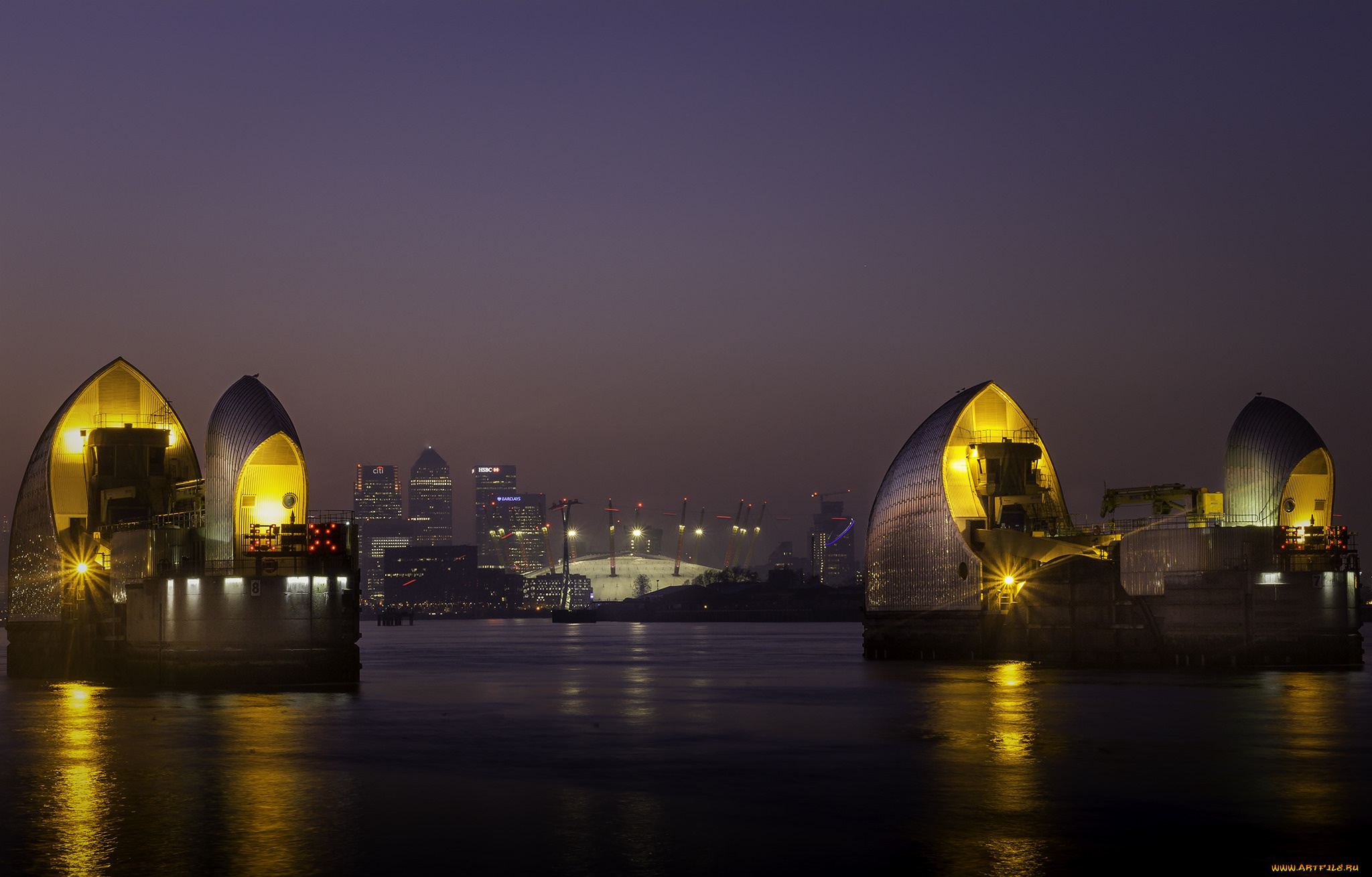 города, лондон, , великобритания, река, огни, дома, ночь, лондон, англия