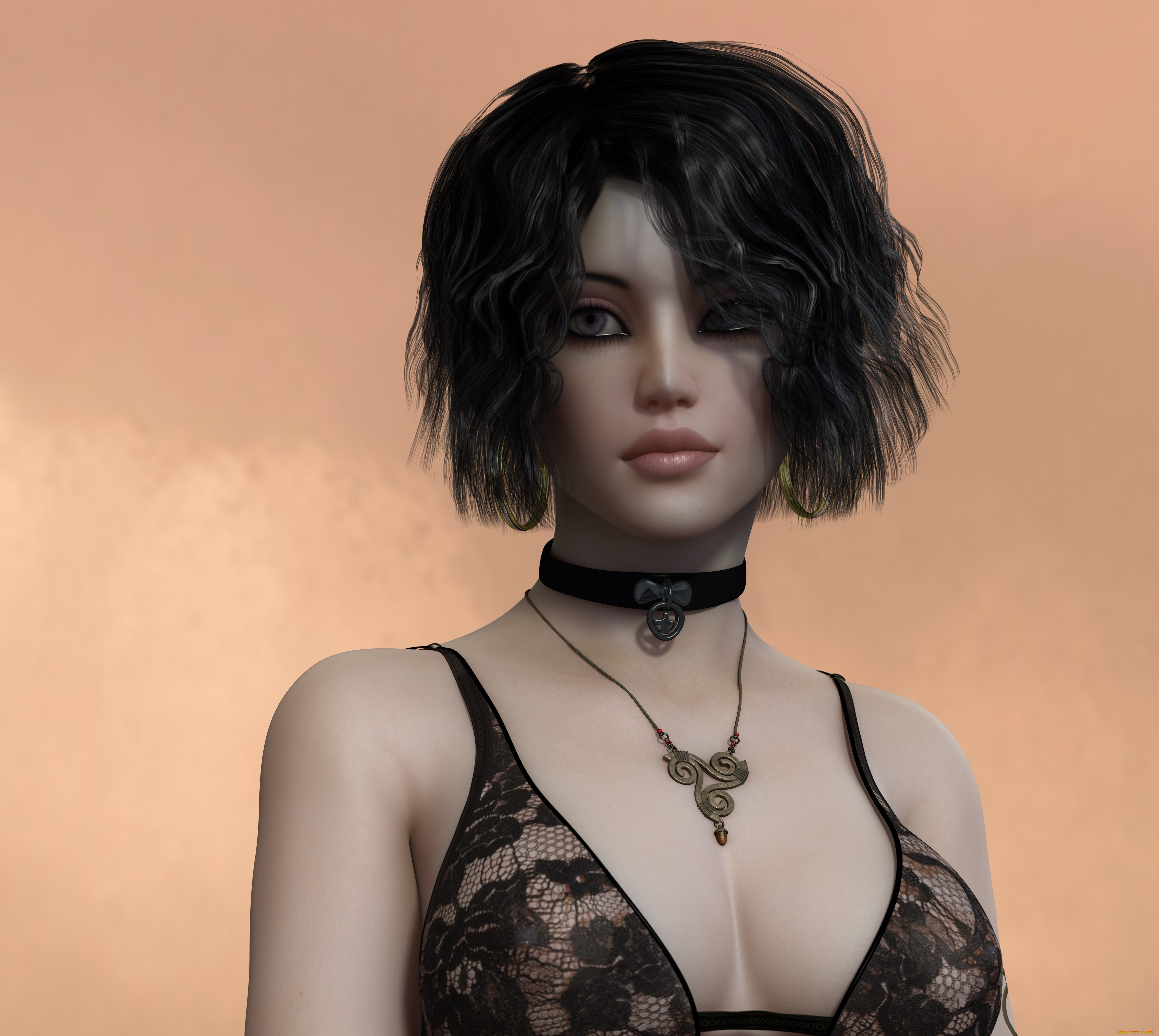 3д, графика, портрет, , portraits, фон, взгляд, девушка