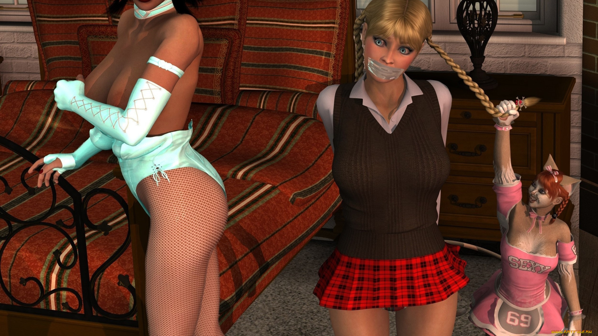 3д, графика, фантазия, , fantasy, девушки, взгляд, фон, улыбка