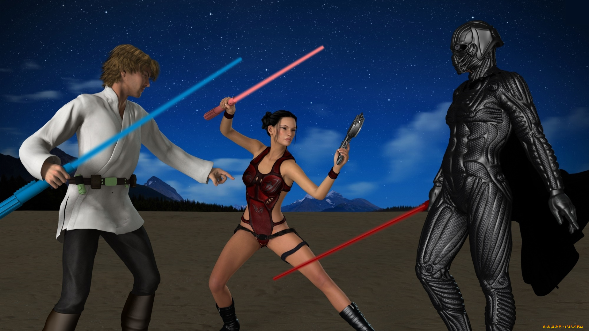 3д, графика, фантазия, , fantasy, фон, взгляд, девушка, оружие