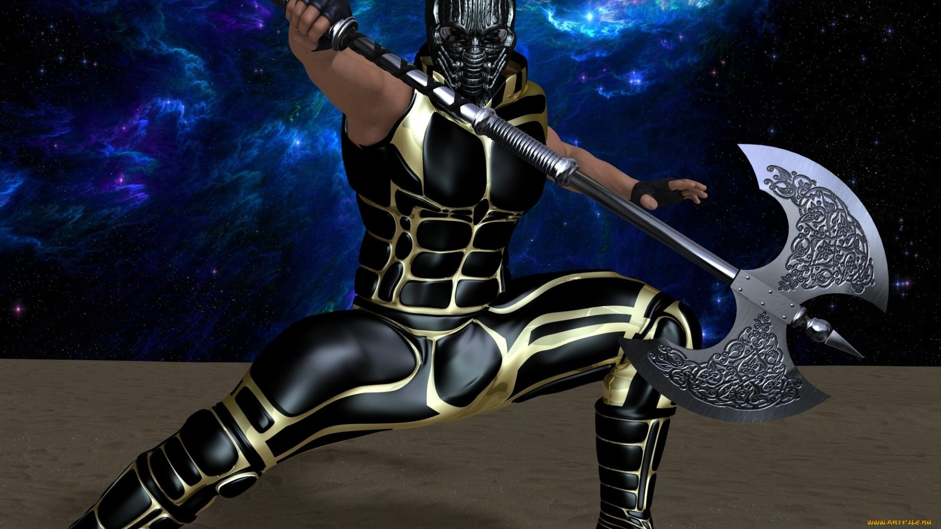 3д, графика, фантазия, , fantasy, воин, оружие, фон, мужчина, взгляд