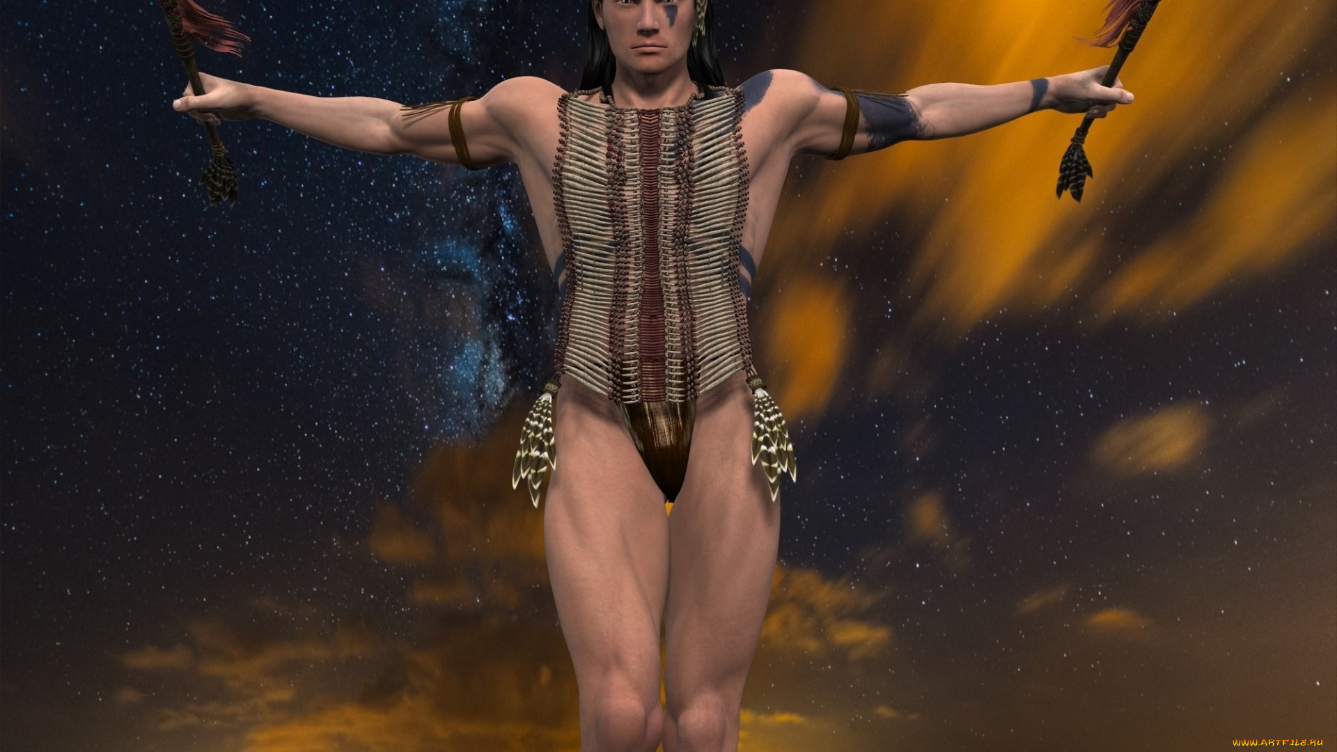 3д, графика, фантазия, , fantasy, воин, оружие, фон, взгляд, мужчина