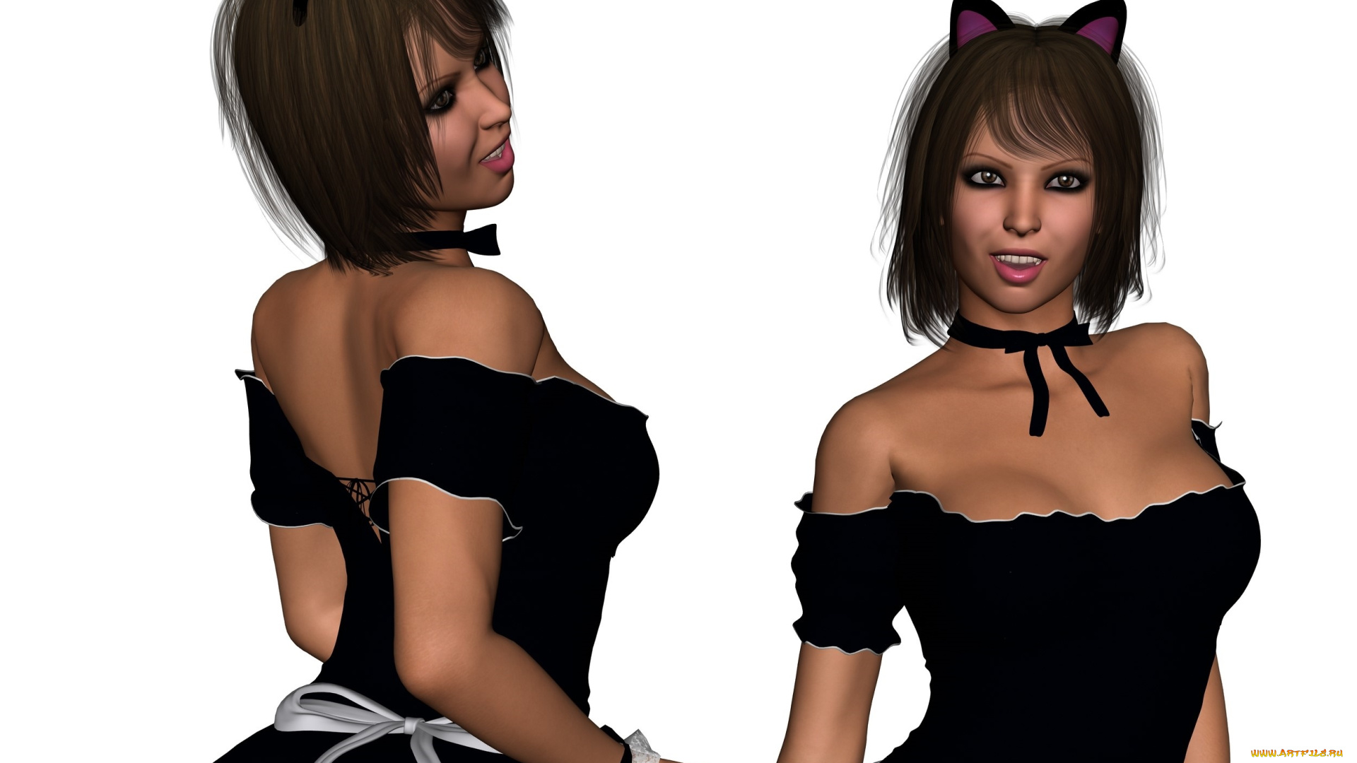 3д, графика, люди, , people, девушки, взгляд, фон