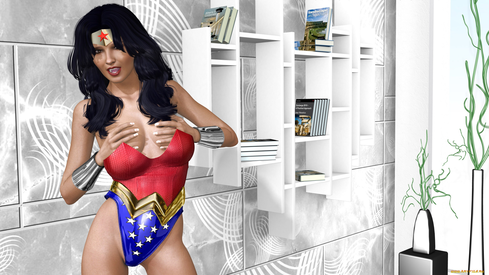 3д, графика, люди, , people, супермен, фон, взгляд, девушка