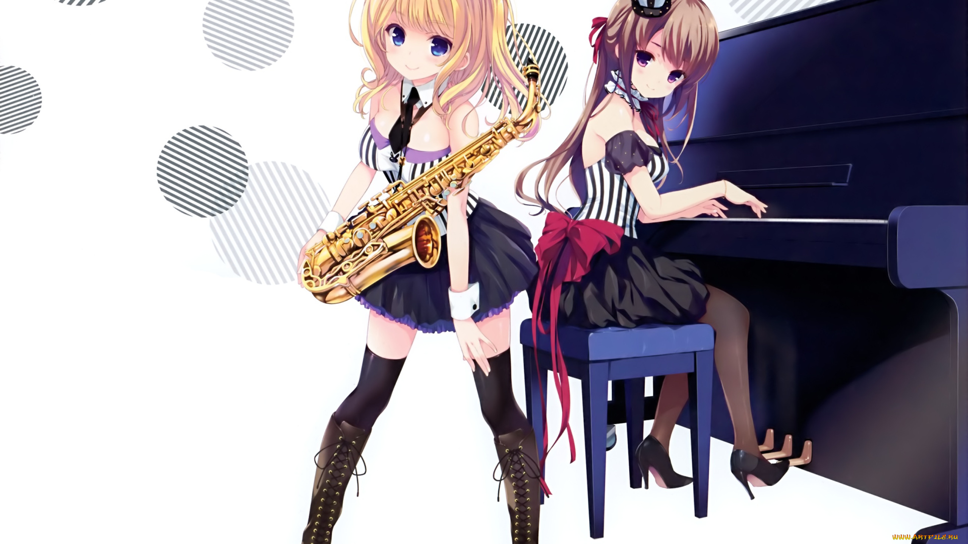 аниме, музыка, арт, девушки