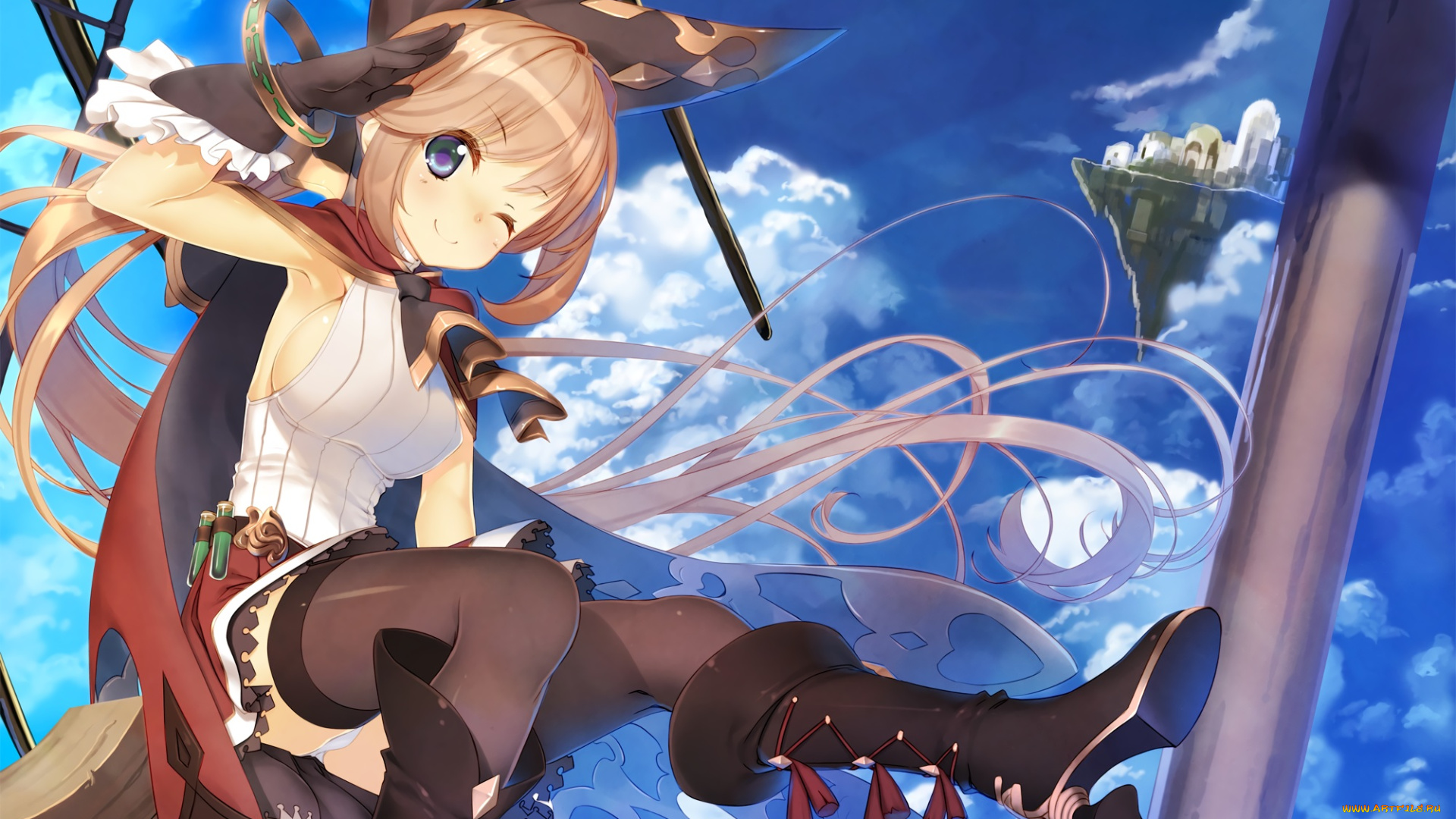 аниме, unknown, , другое, granblue, fantasy, замок, девочка, kagome, clarisse