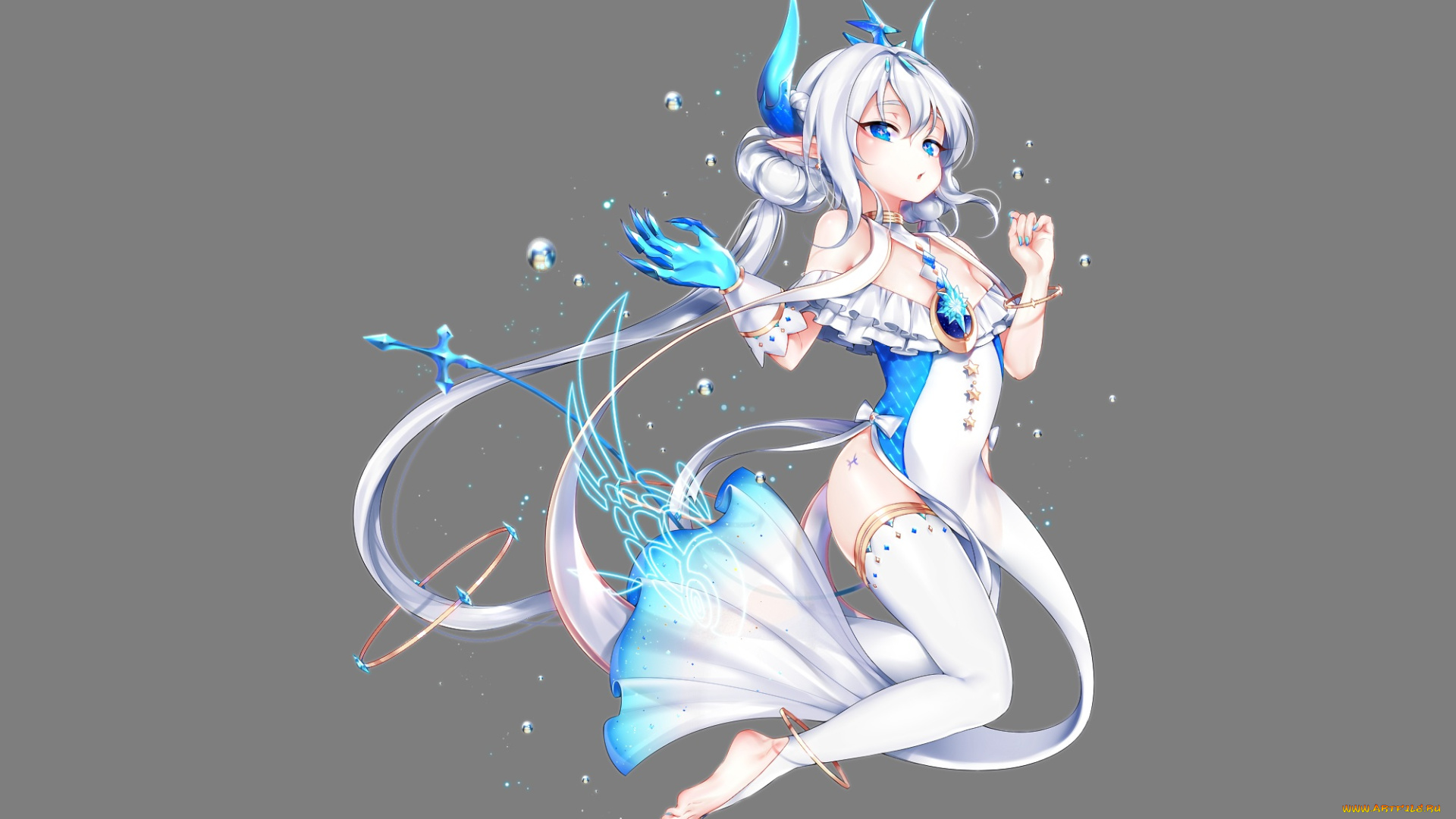 аниме, животные, , существа, девушка, арт, tangel, существо, фон