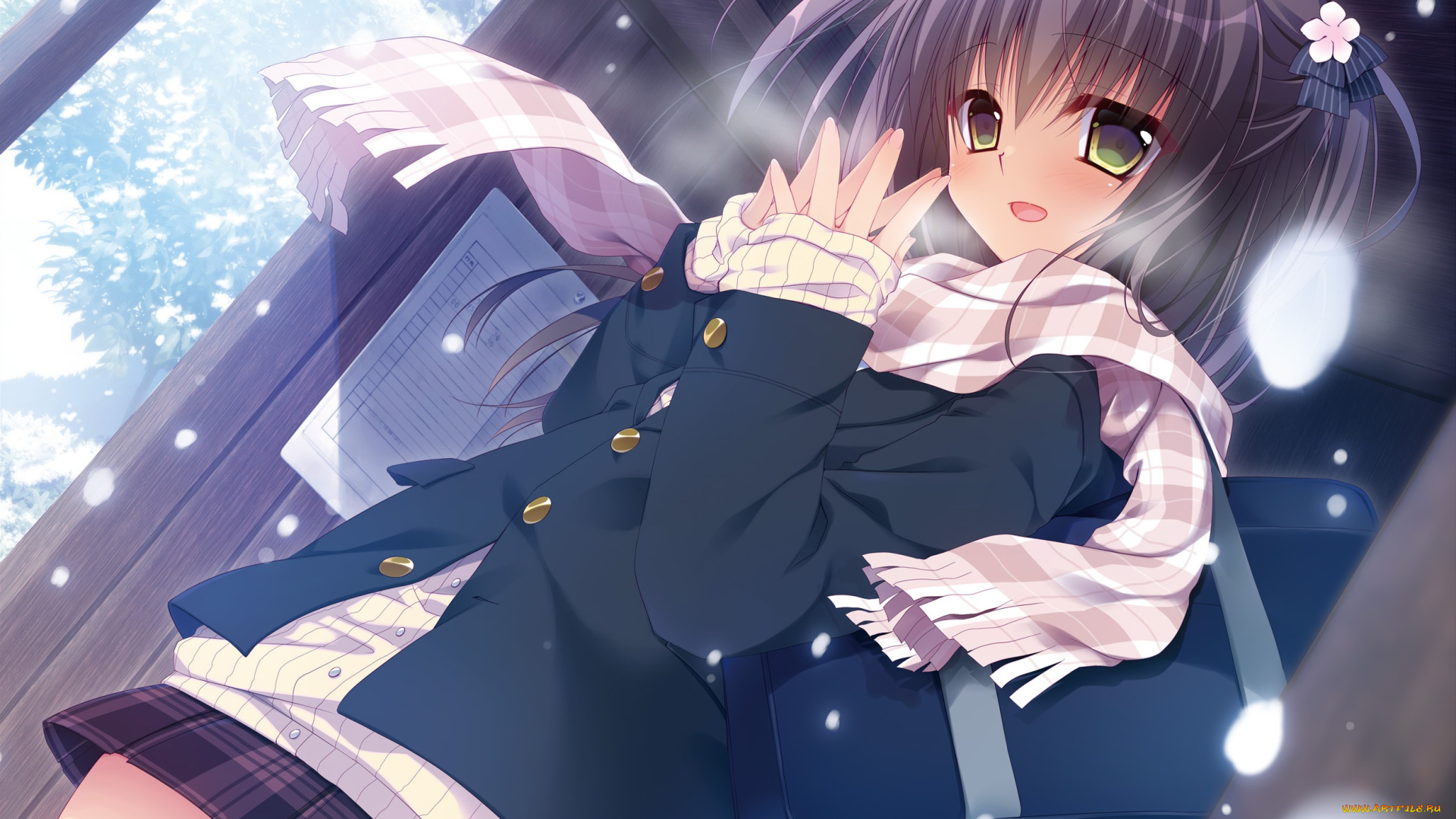 аниме, зима, , новый, год, , рождество, арт, nanaca, mai, девочка