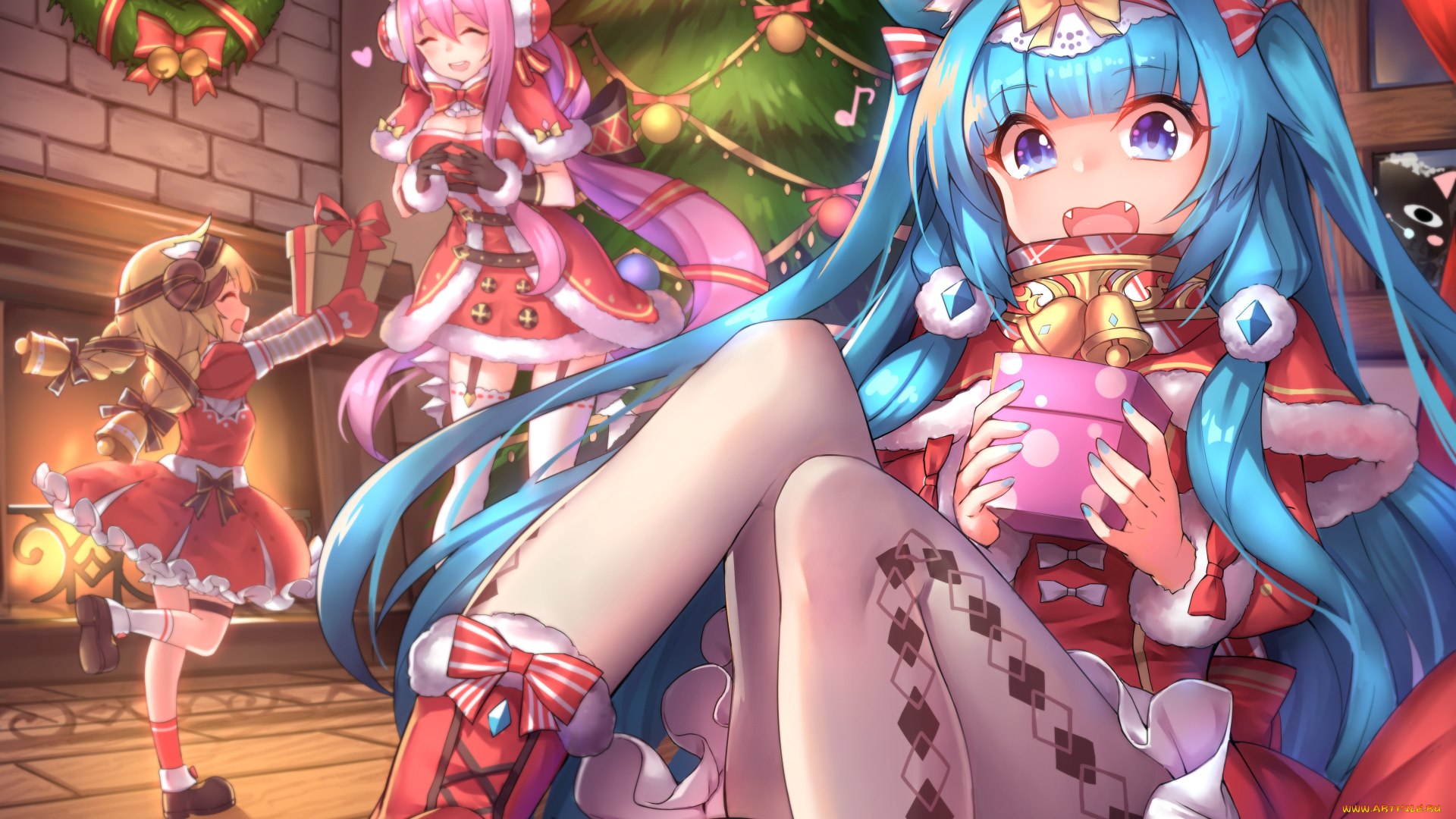 аниме, зима, , новый, год, , рождество, рождество, aura, kingdom, shennai, misha