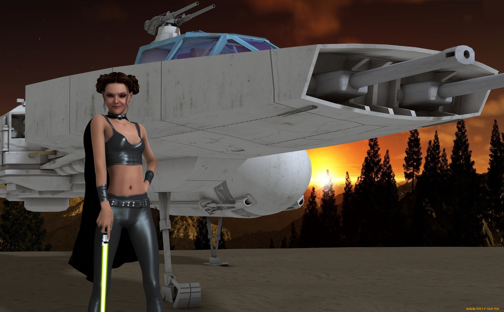 3д, графика, фантазия, , fantasy, фон, девушка, взгляд, оружие