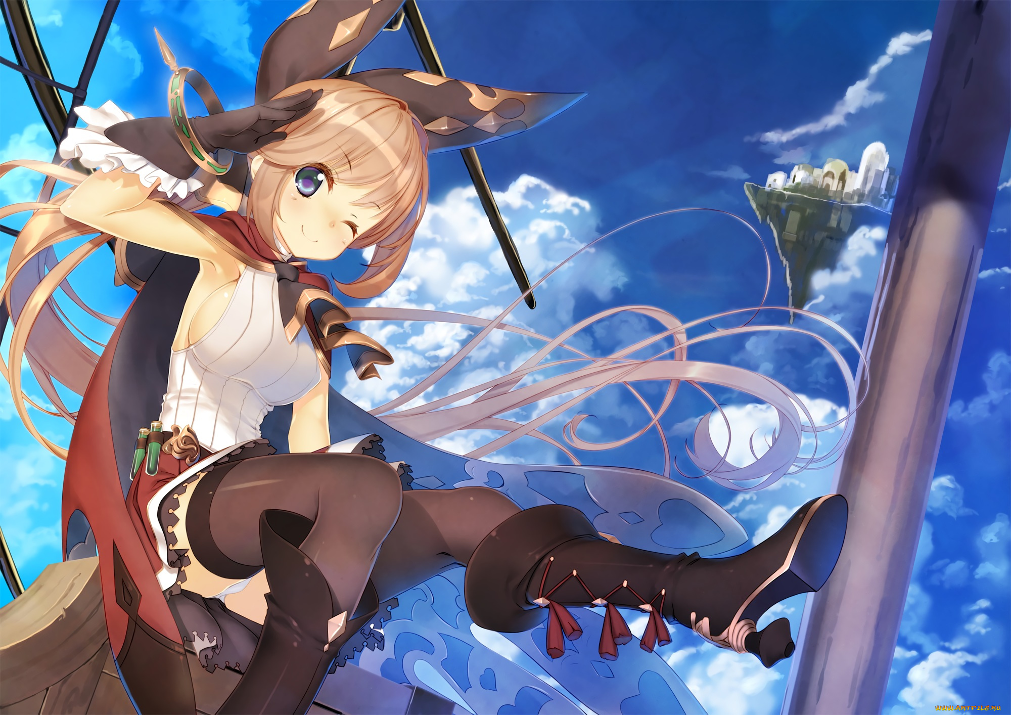 аниме, unknown, , другое, granblue, fantasy, замок, девочка, kagome, clarisse