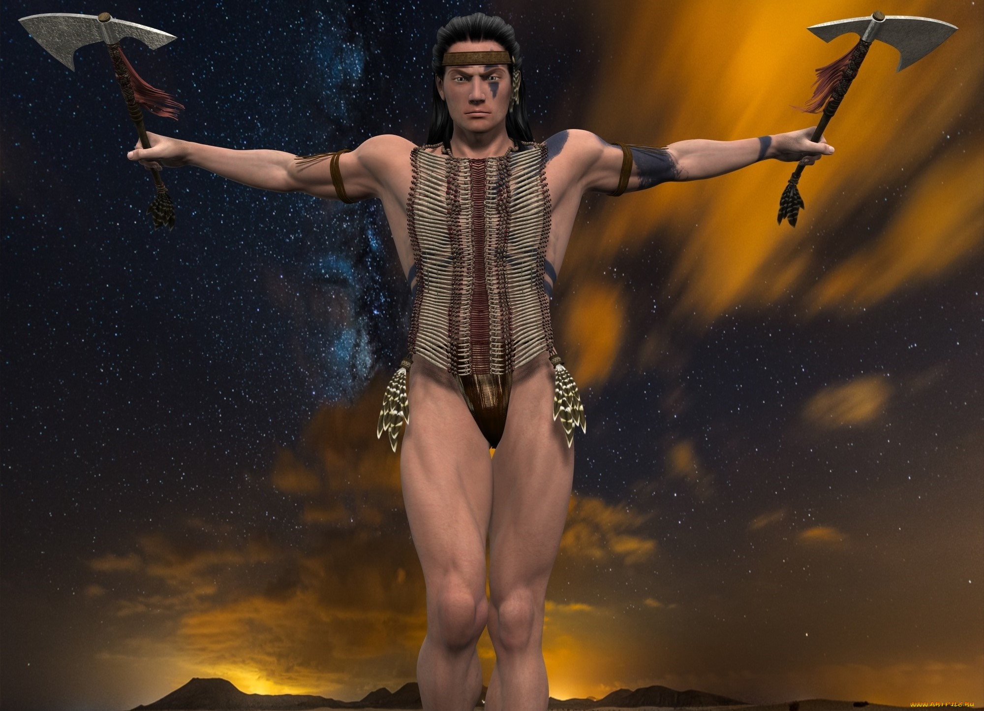 3д, графика, фантазия, , fantasy, воин, оружие, фон, взгляд, мужчина