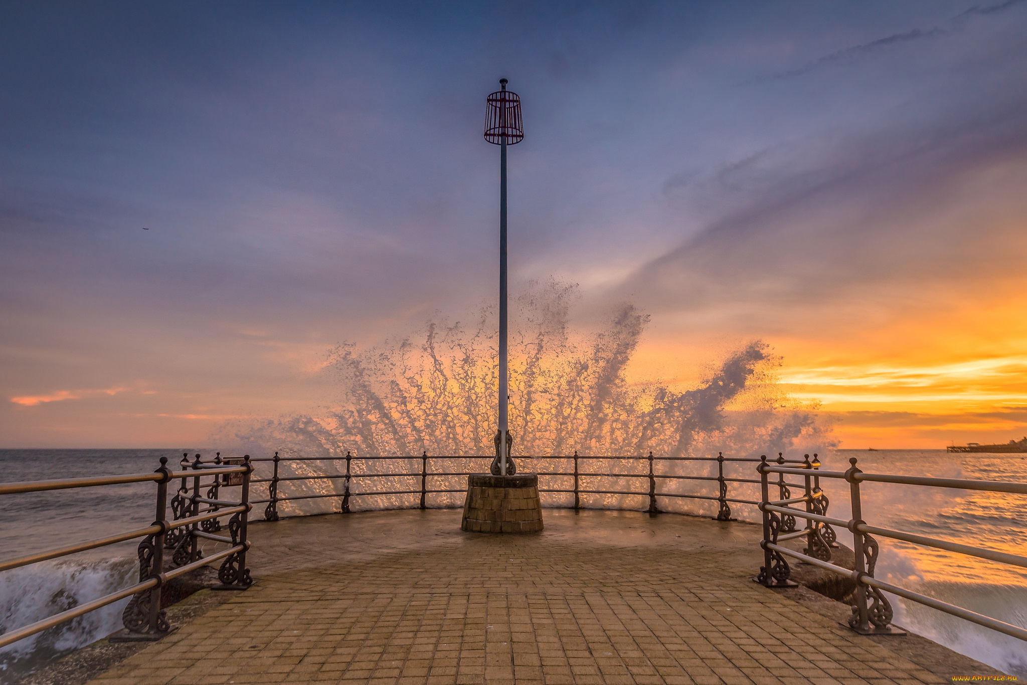 природа, побережье, прибой, набережная