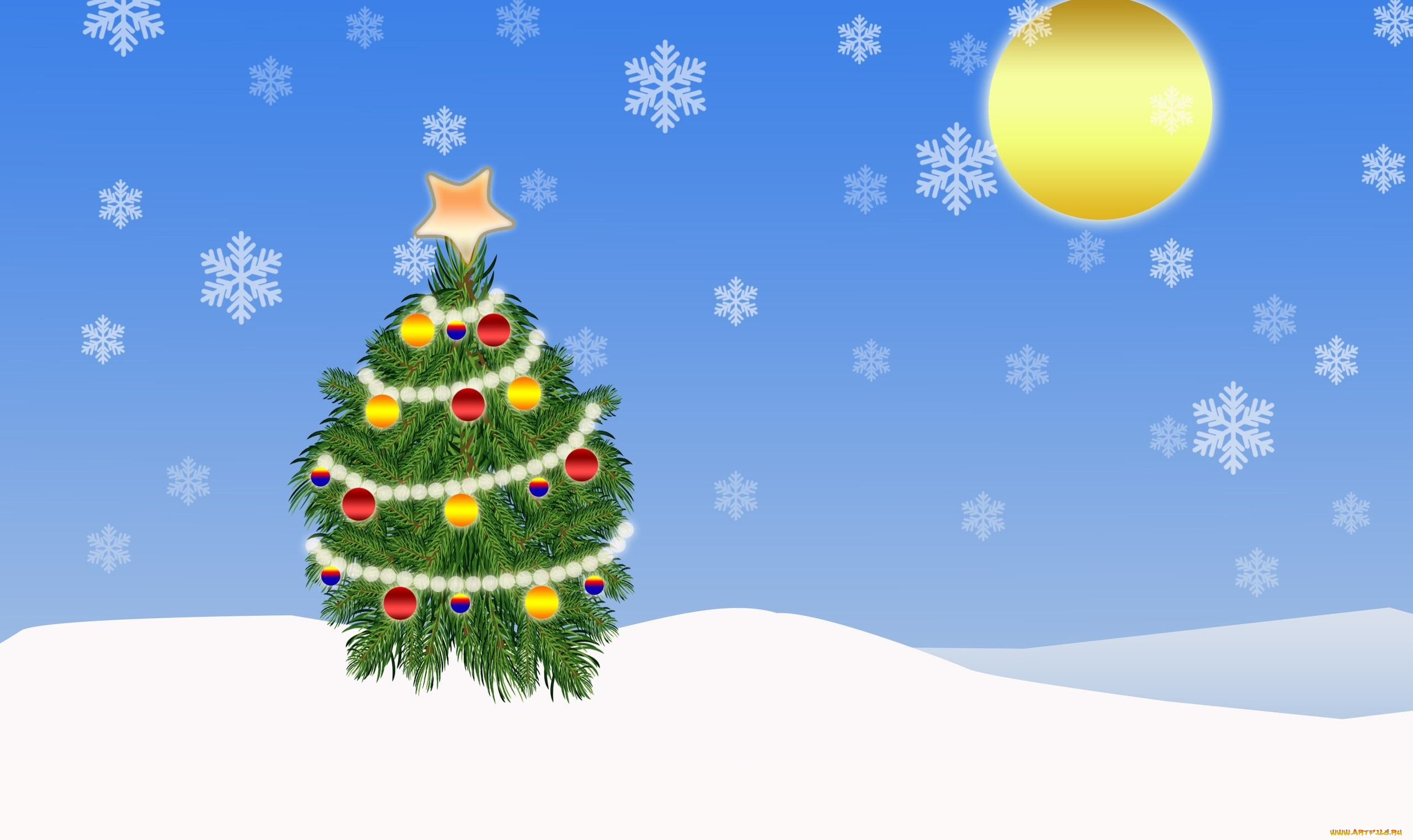 праздничные, векторная, графика, , новый, год, ели, снежинки, украшение