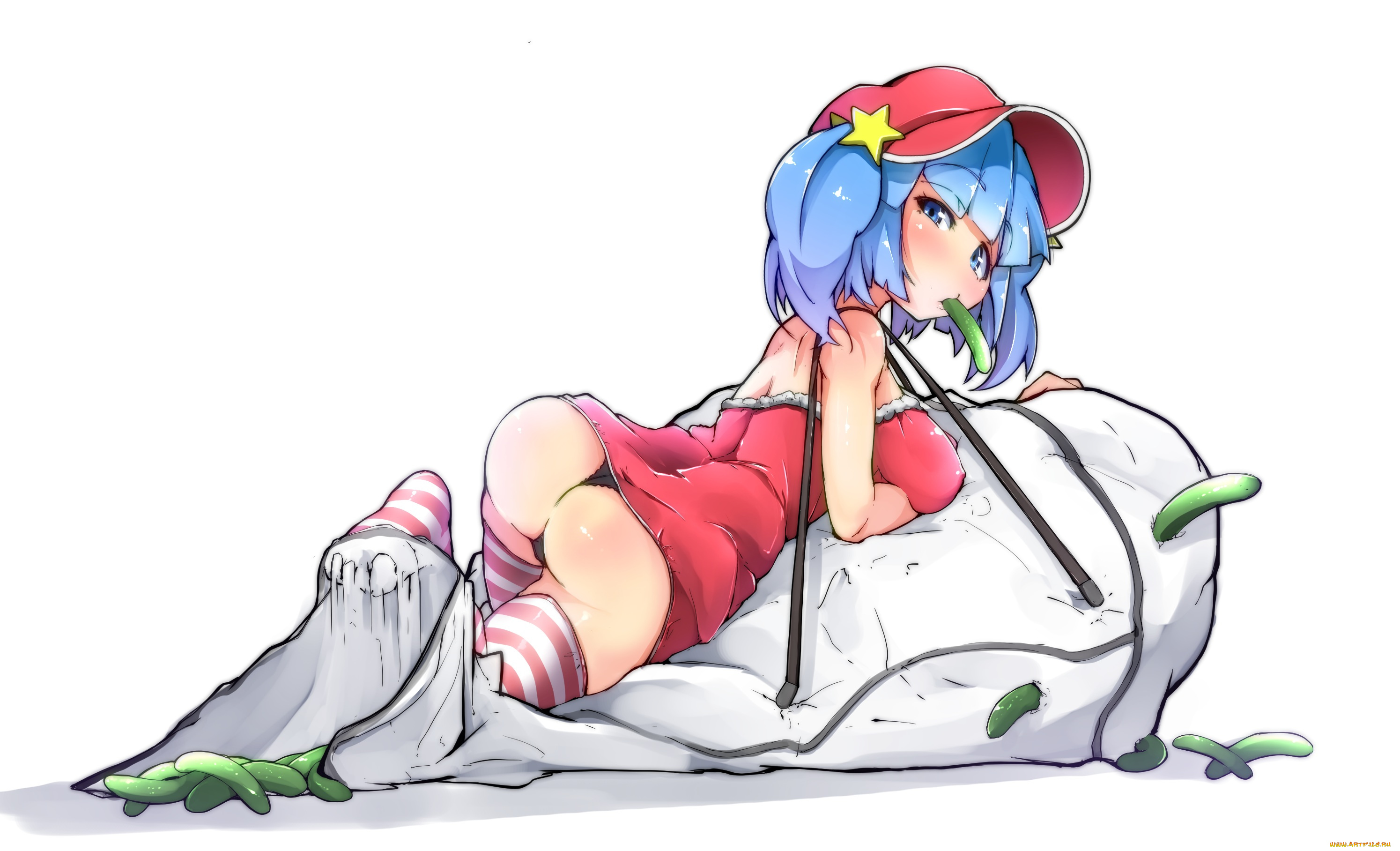 аниме, touhou, огурцы, девушка, kawashiro, nitori, flanvia