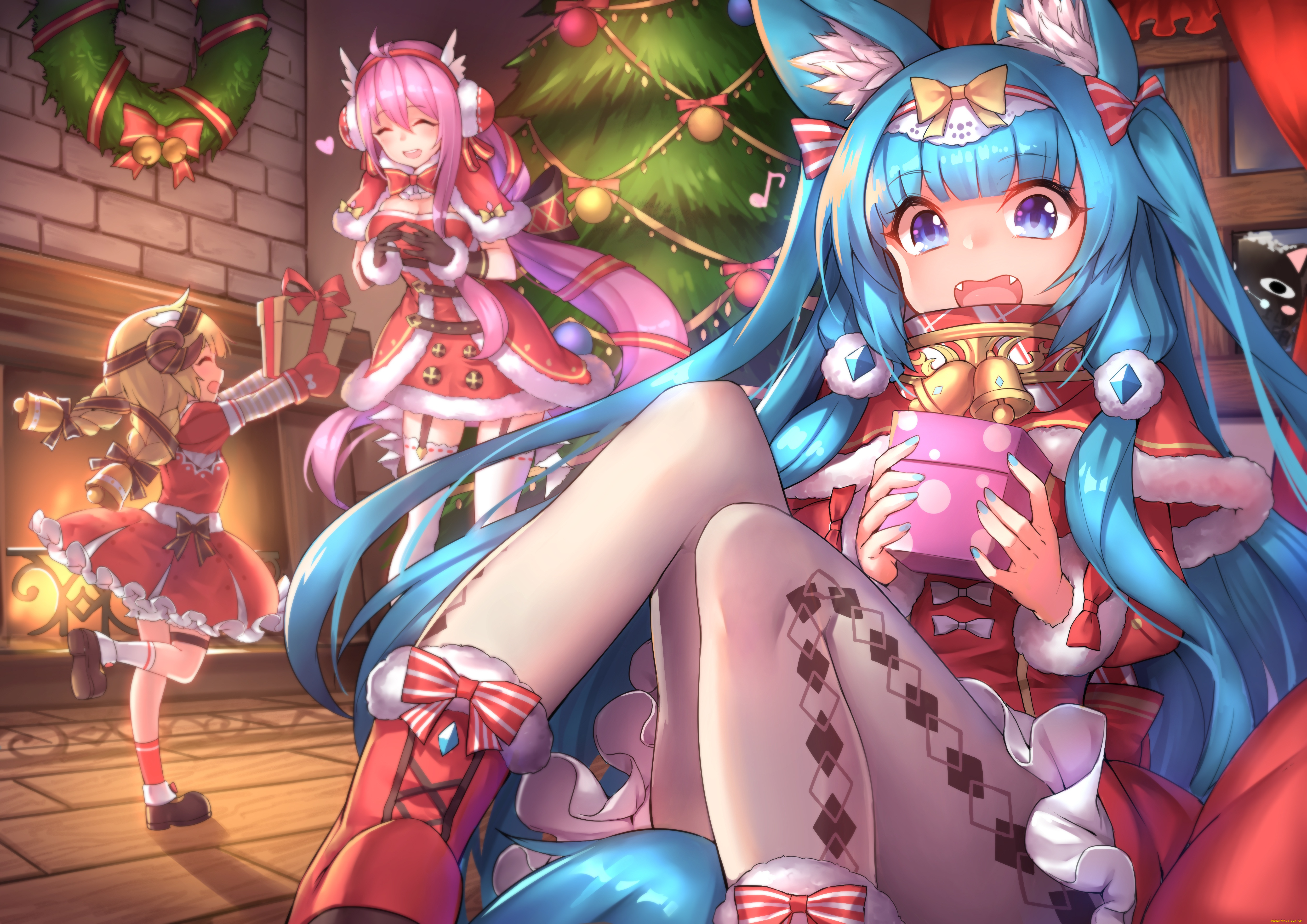 аниме, зима, , новый, год, , рождество, рождество, aura, kingdom, shennai, misha