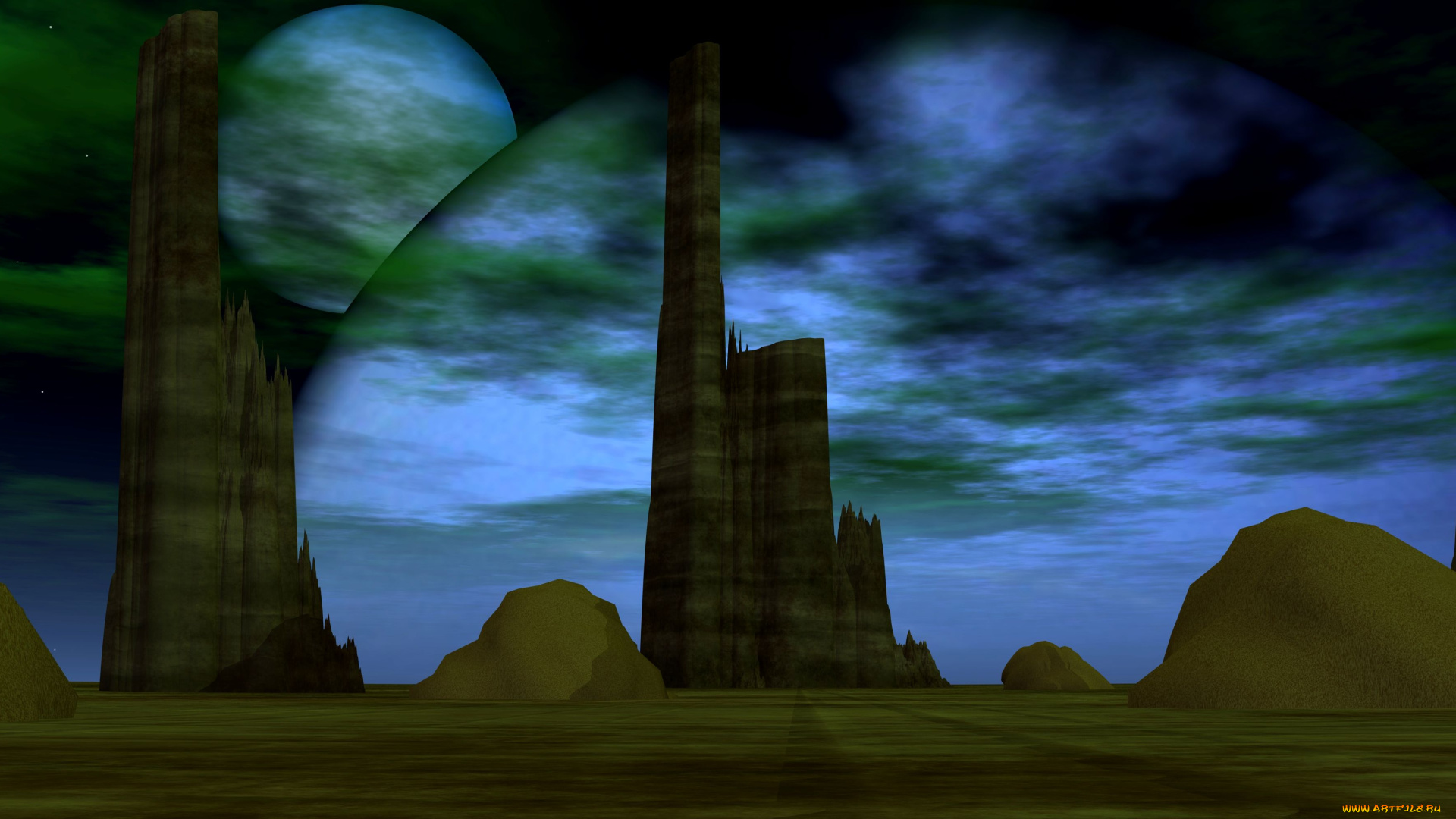 3д, графика, абстракция, , abstract, планеты, горы