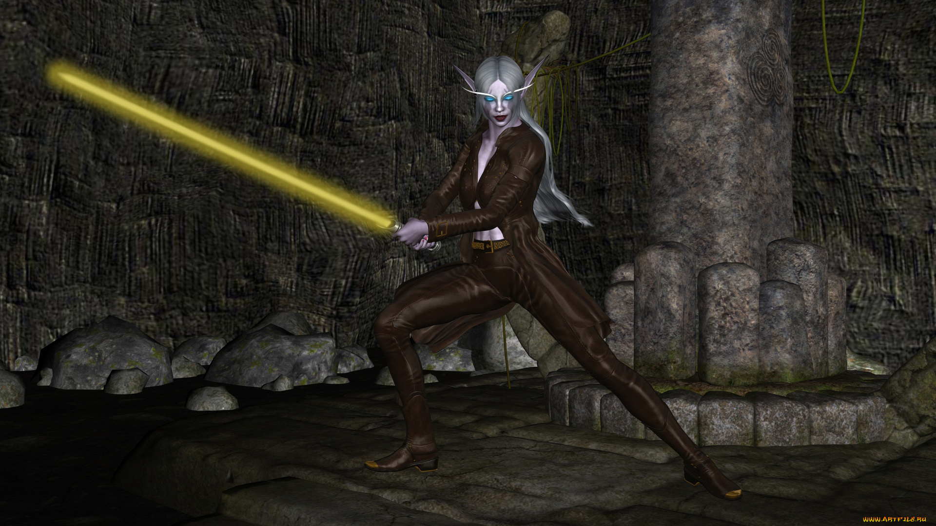 3д, графика, эльфы, , elves, фон, взгляд, эльфийка