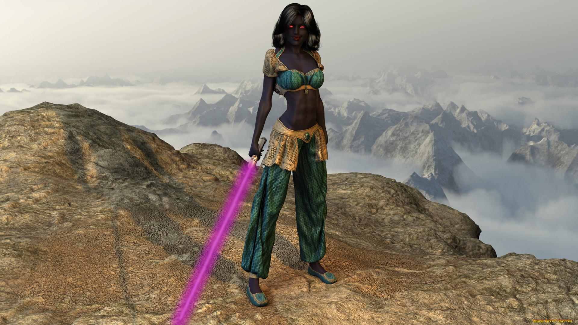 3д, графика, фантазия, , fantasy, фон, девушка, взгляд