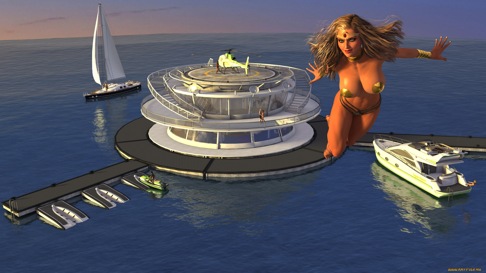 3д, графика, фантазия, , fantasy, фон, взгляд, девушка