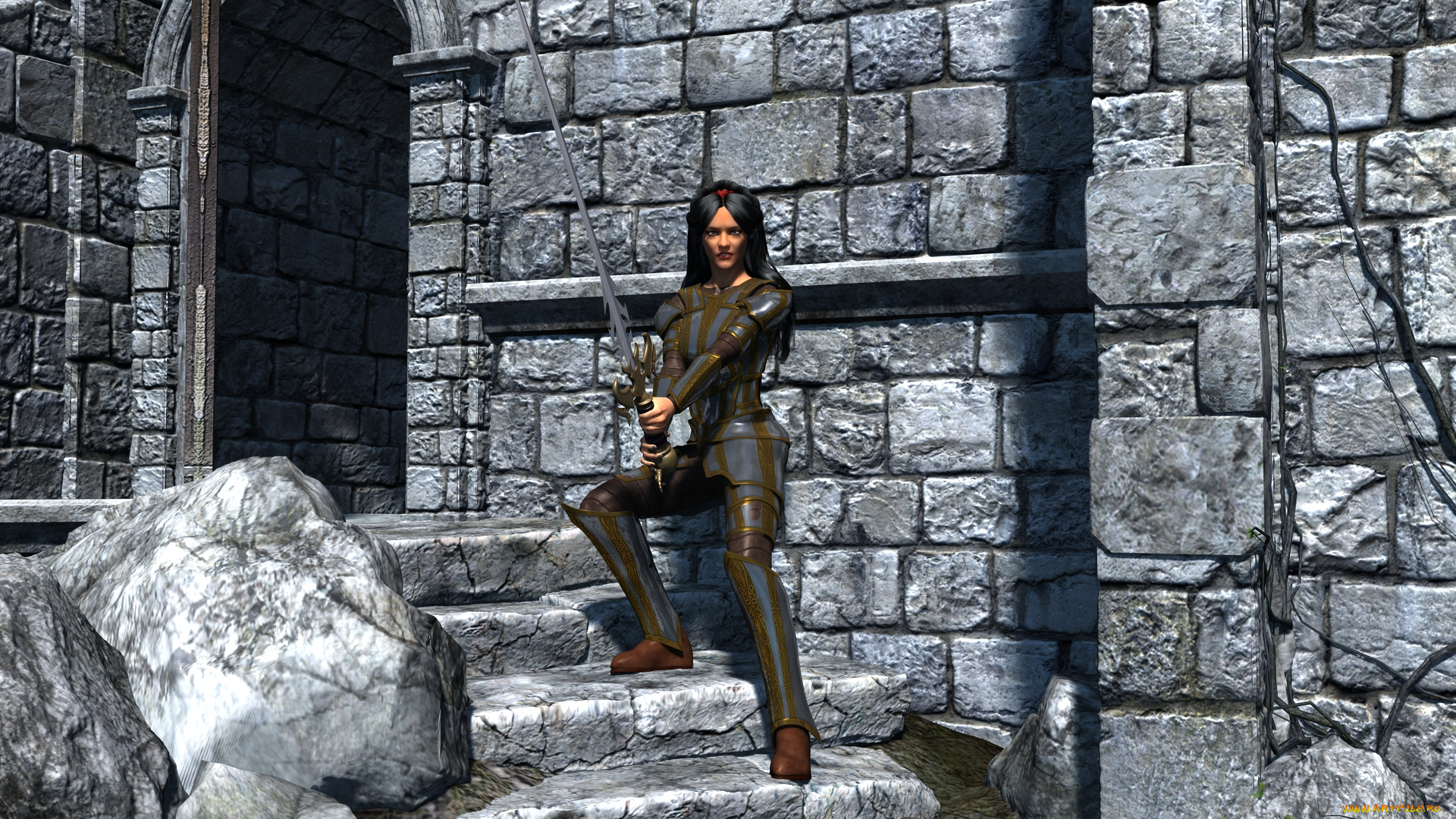 3д, графика, фантазия, , fantasy, фон, взгляд, девушка