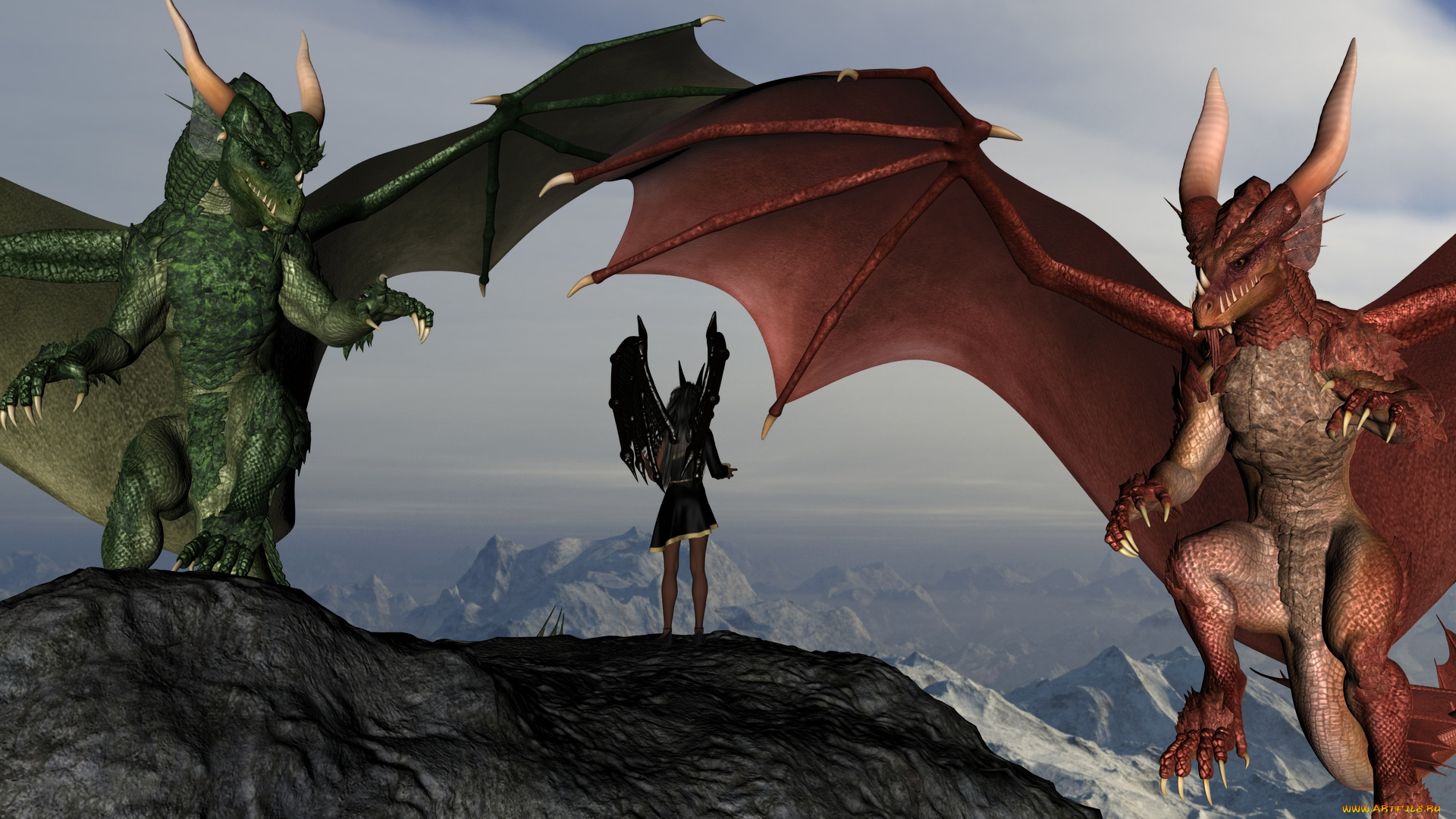 3д, графика, существа, , creatures, девушка, взгляд, фон, демоны