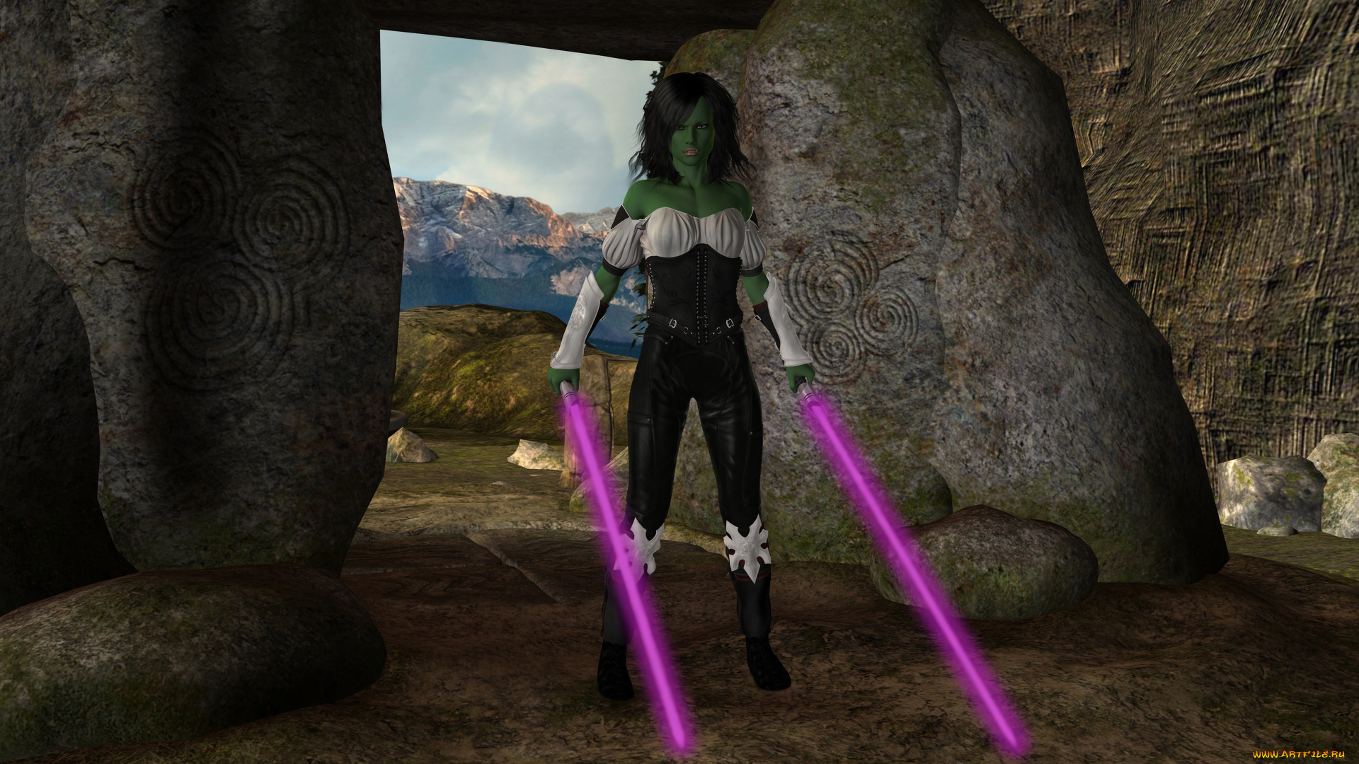 3д, графика, существа, , creatures, фон, взгляд, девушка