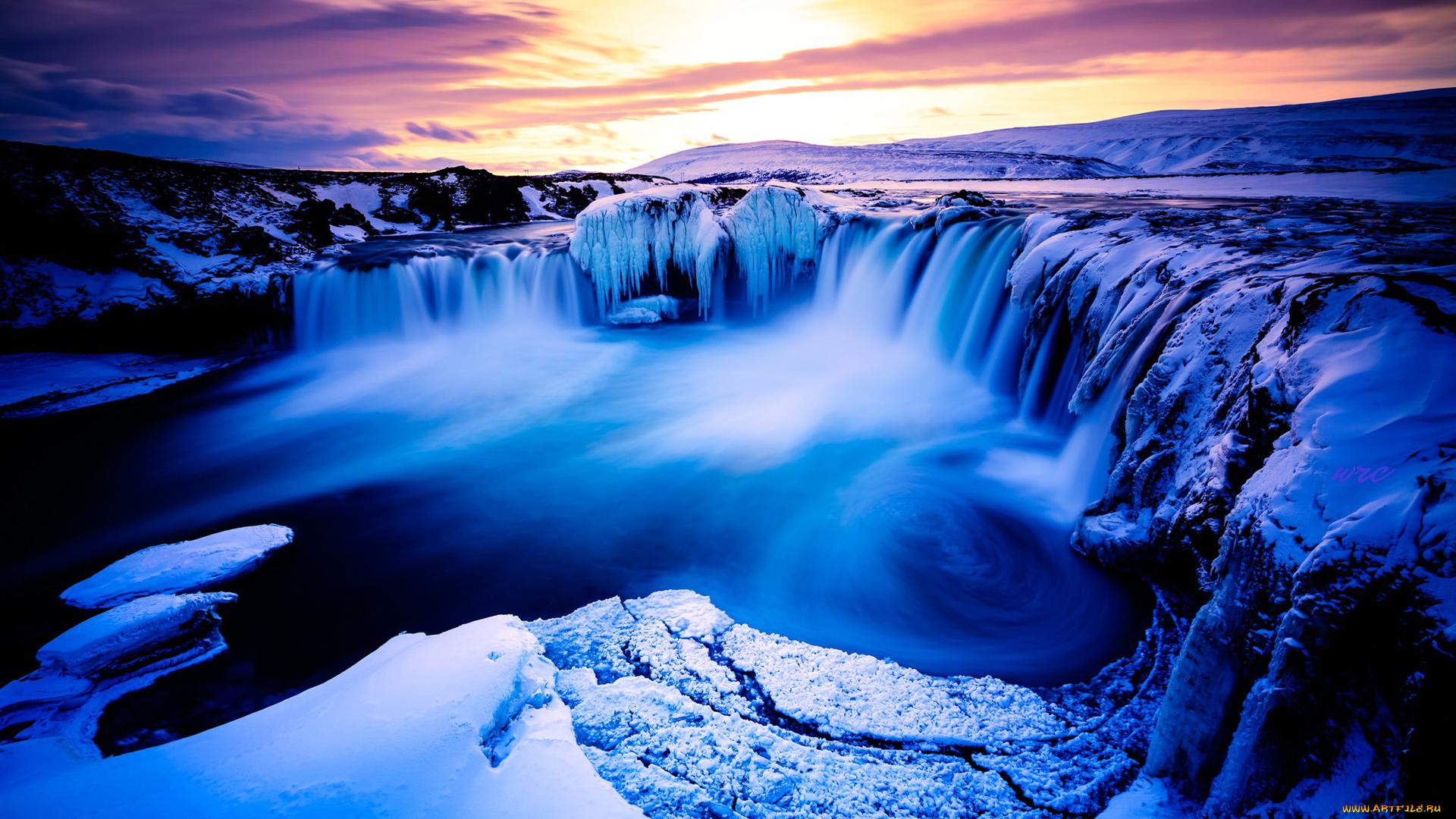 природа, водопады, поток, камни