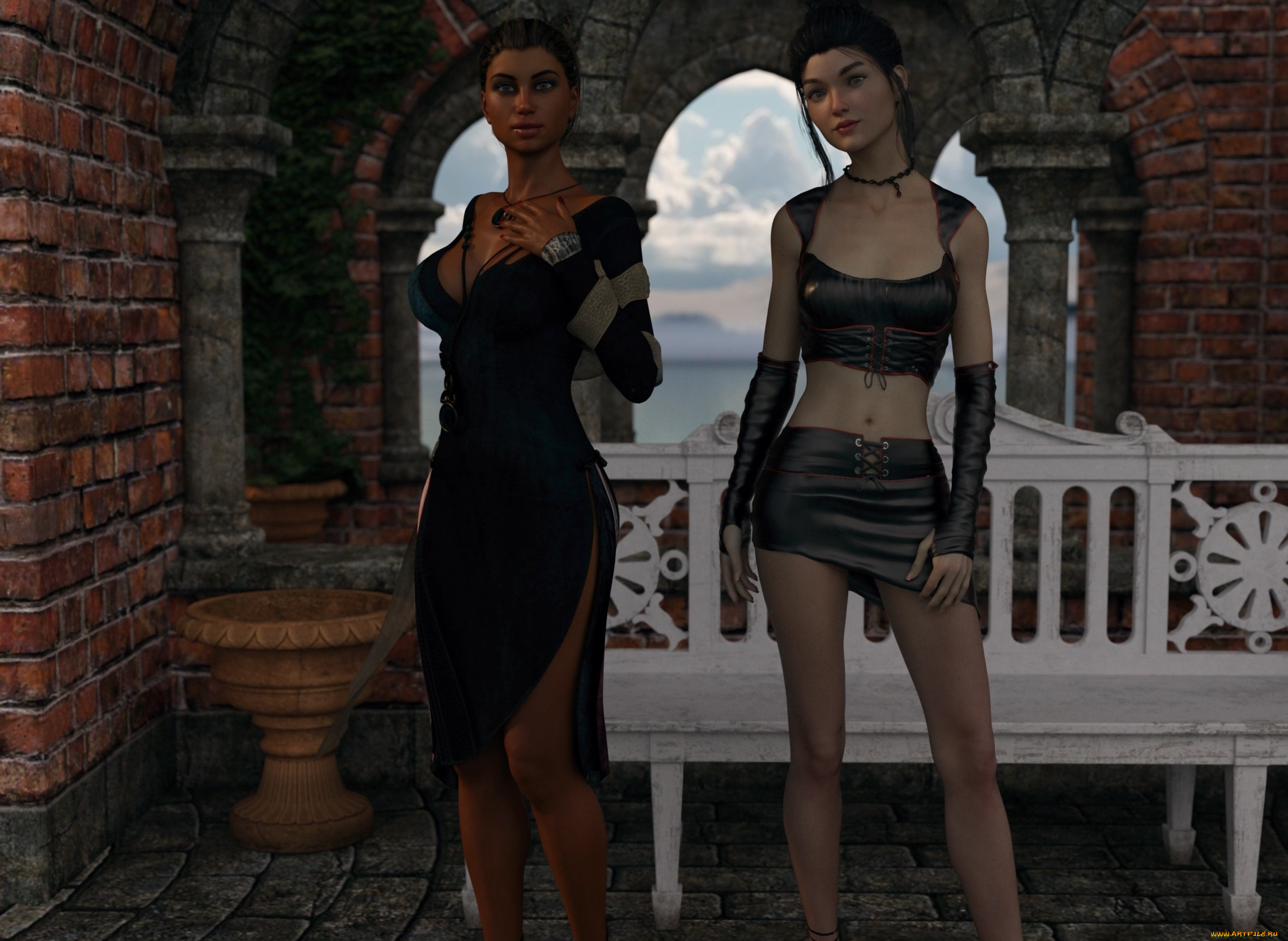 3д, графика, люди, , people, фон, взгляд, девушки