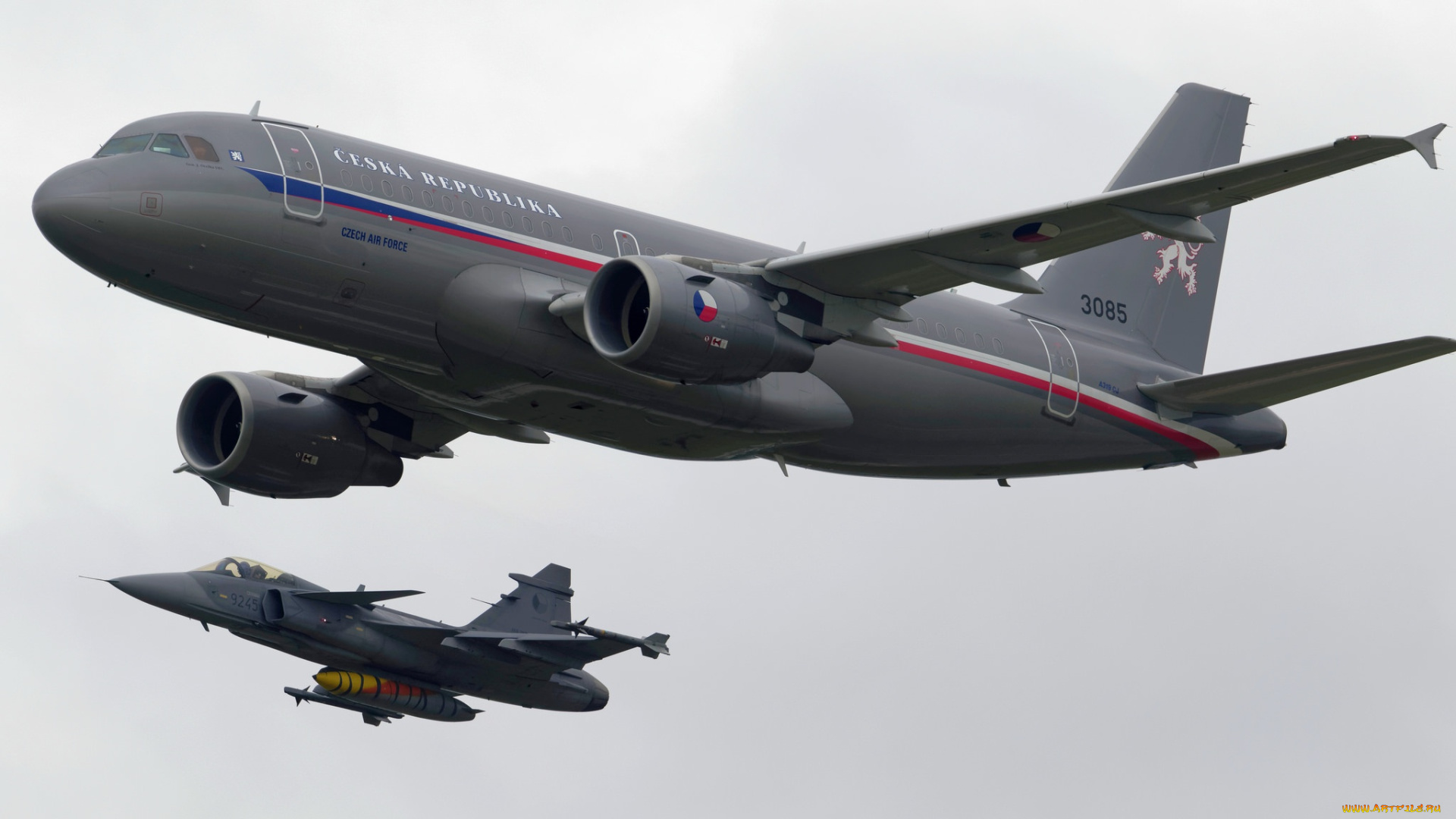 авиация, военно-транспортные, самолёты, airbus, a319cj, полет, jas-39c, gripen