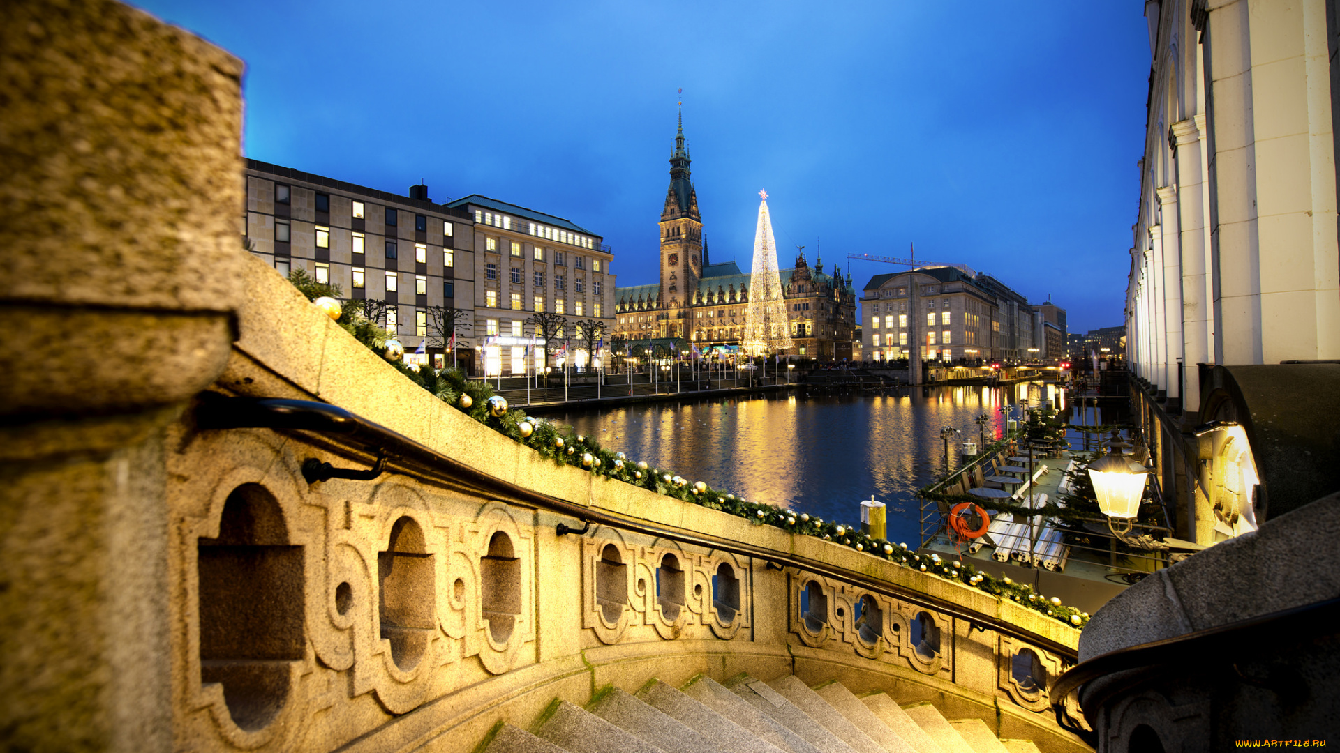 hamburg, города, гамбург, , германия, ночь, огни