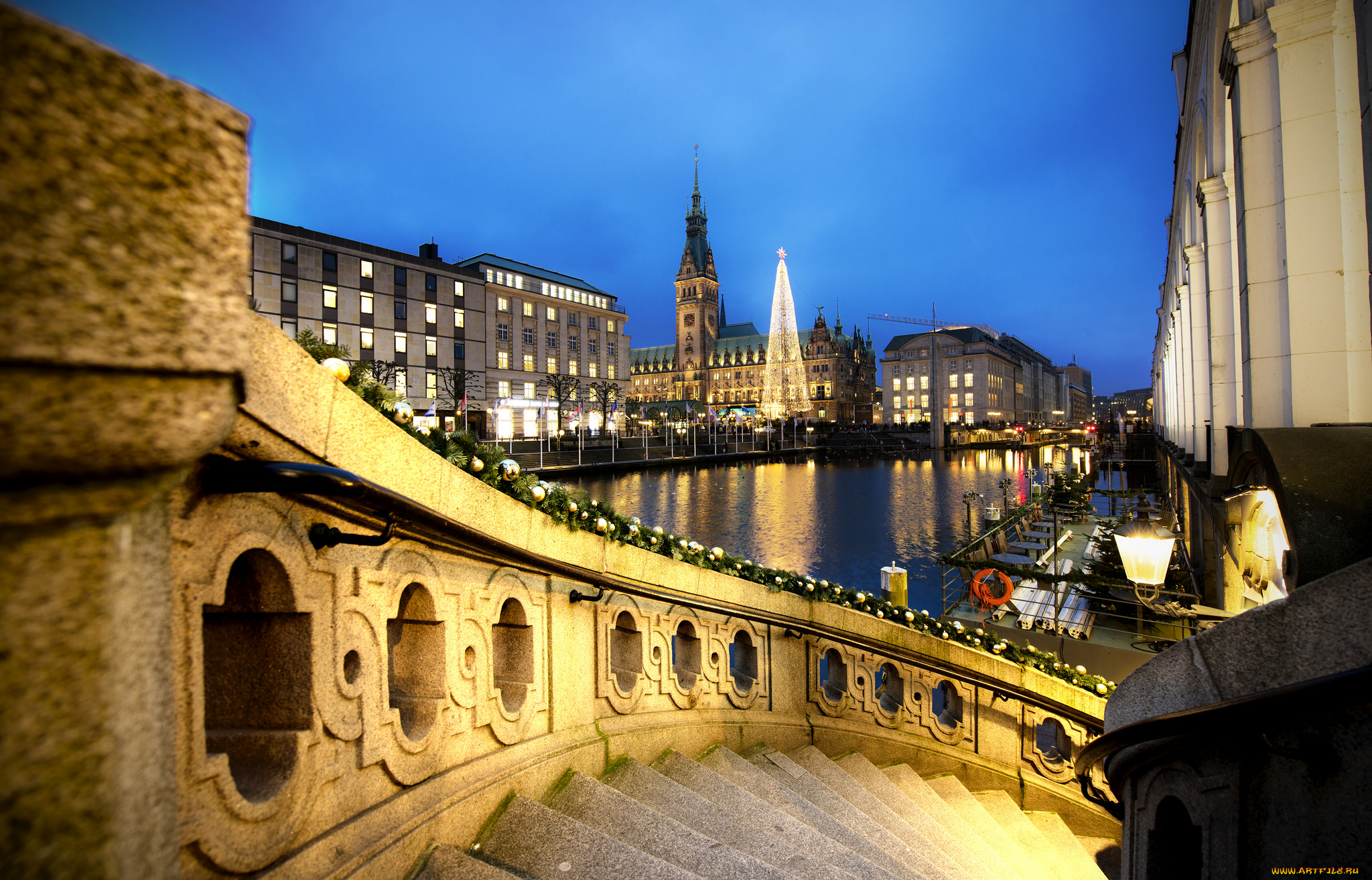 hamburg, города, гамбург, , германия, ночь, огни