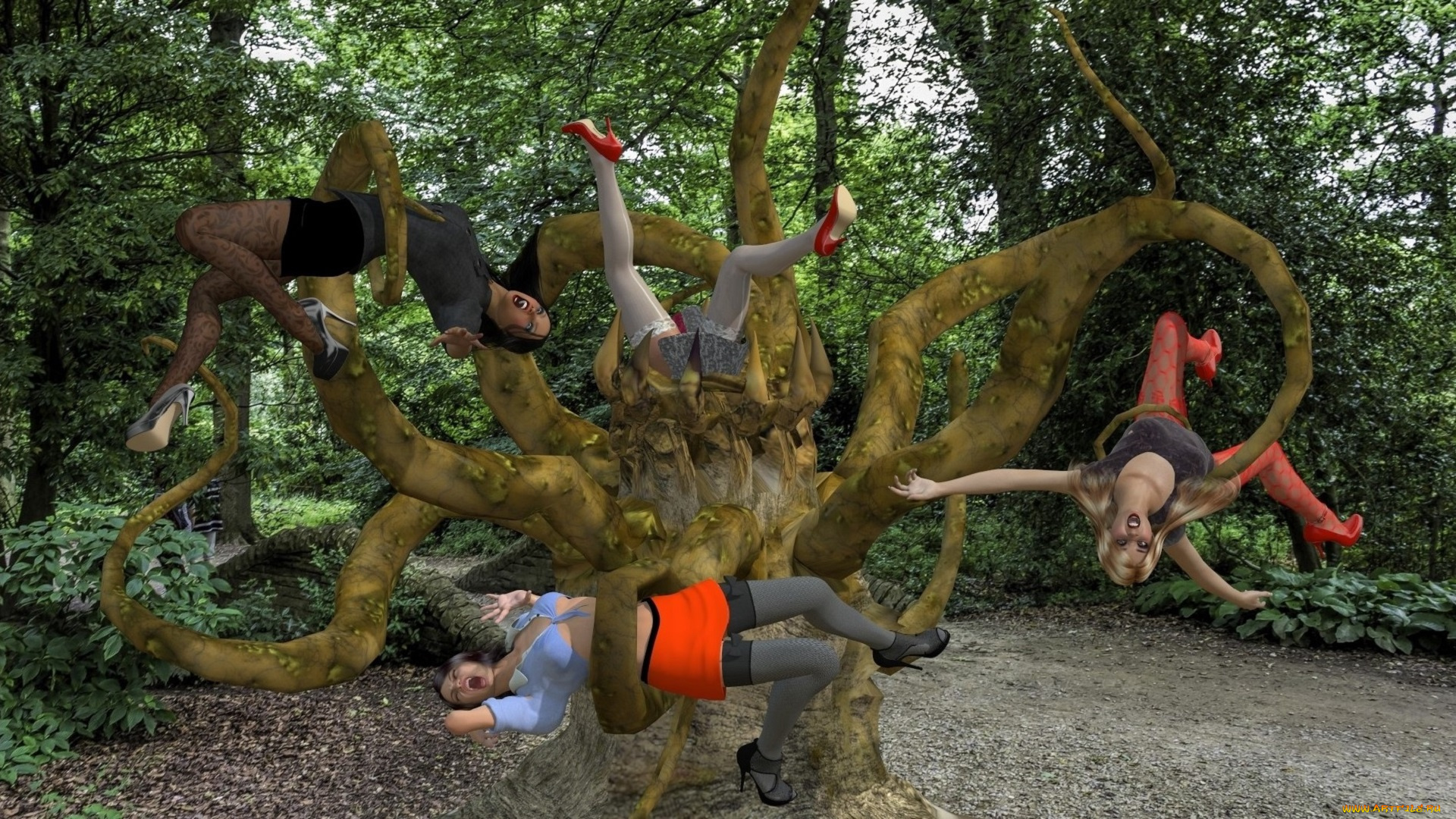 3д, графика, фантазия, , fantasy, девушки, взгляд, фон