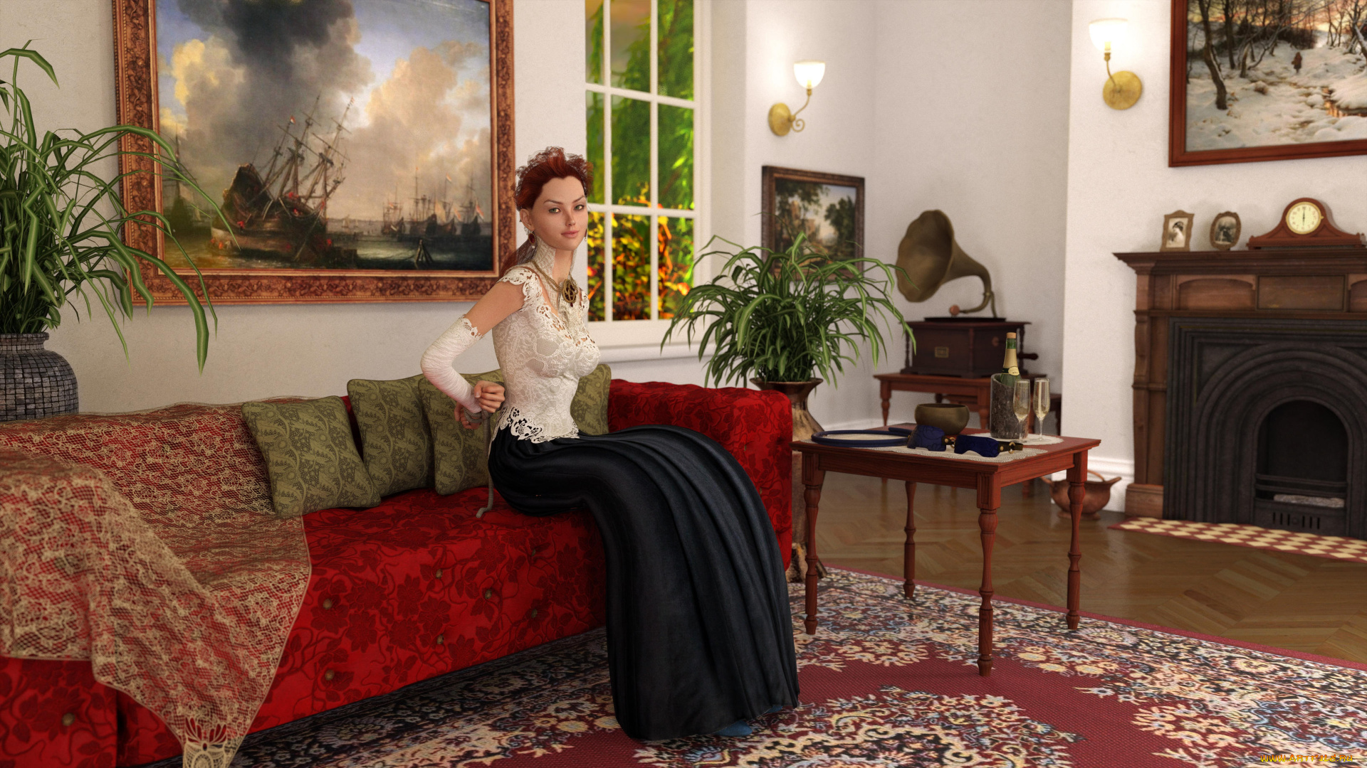 3д, графика, люди, , people, девушка, взгляд, фон