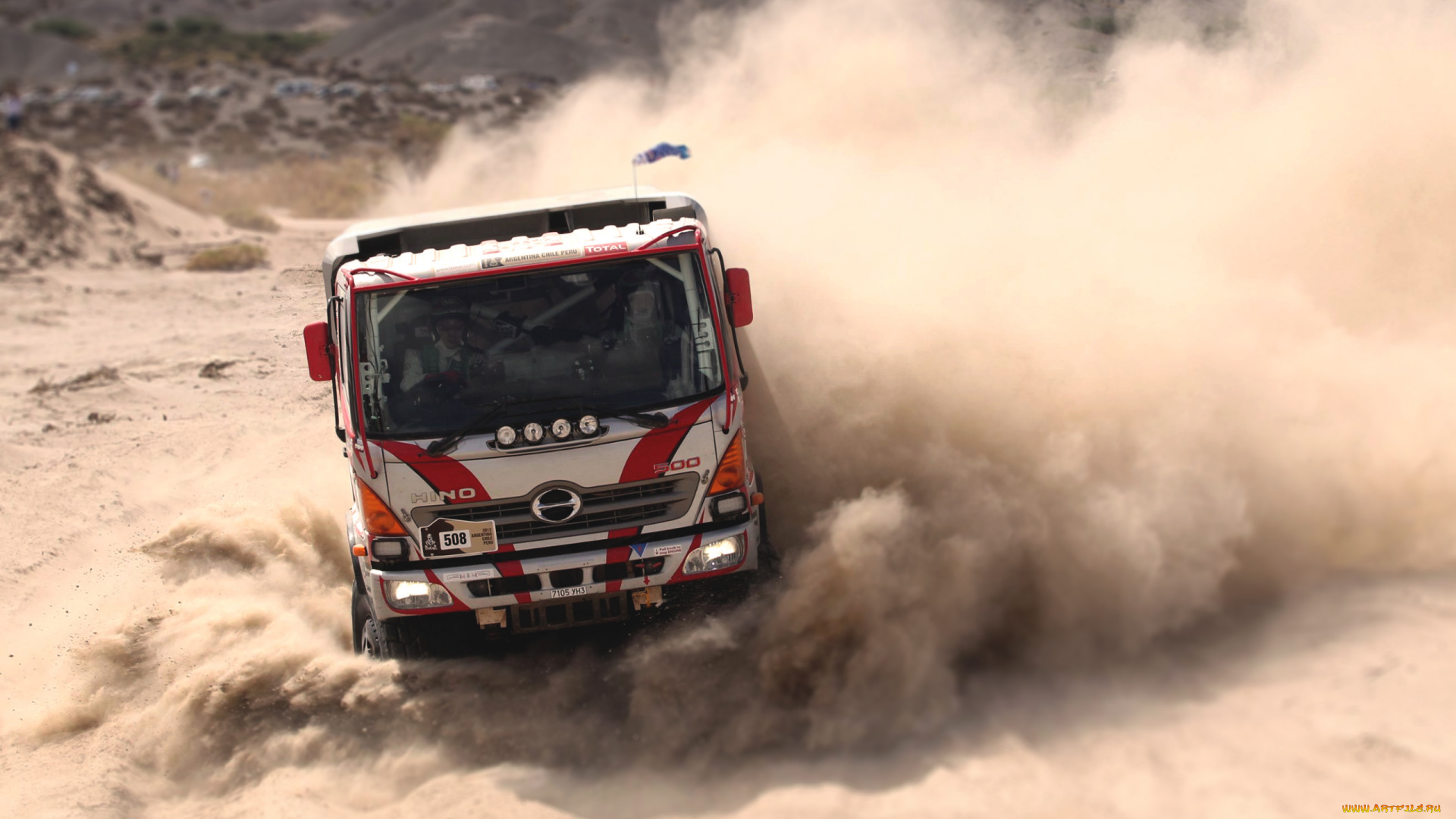 hino, 500, спорт, автоспорт, гонка, hino, 500, пески, пыль, среднетоннажные, грузовики, японские, автомобили