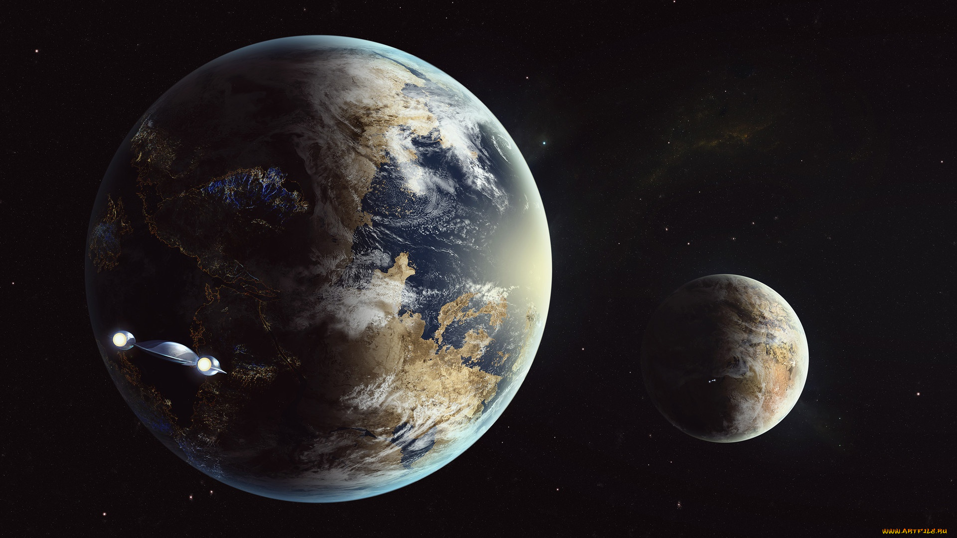 космос, арт, звезды, галактики, вселенная, планеты