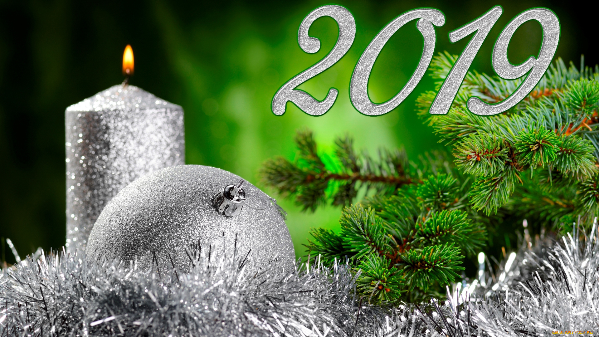 праздничные, новогодние, свечи, год, свеча, шарик, мишура, ёлка