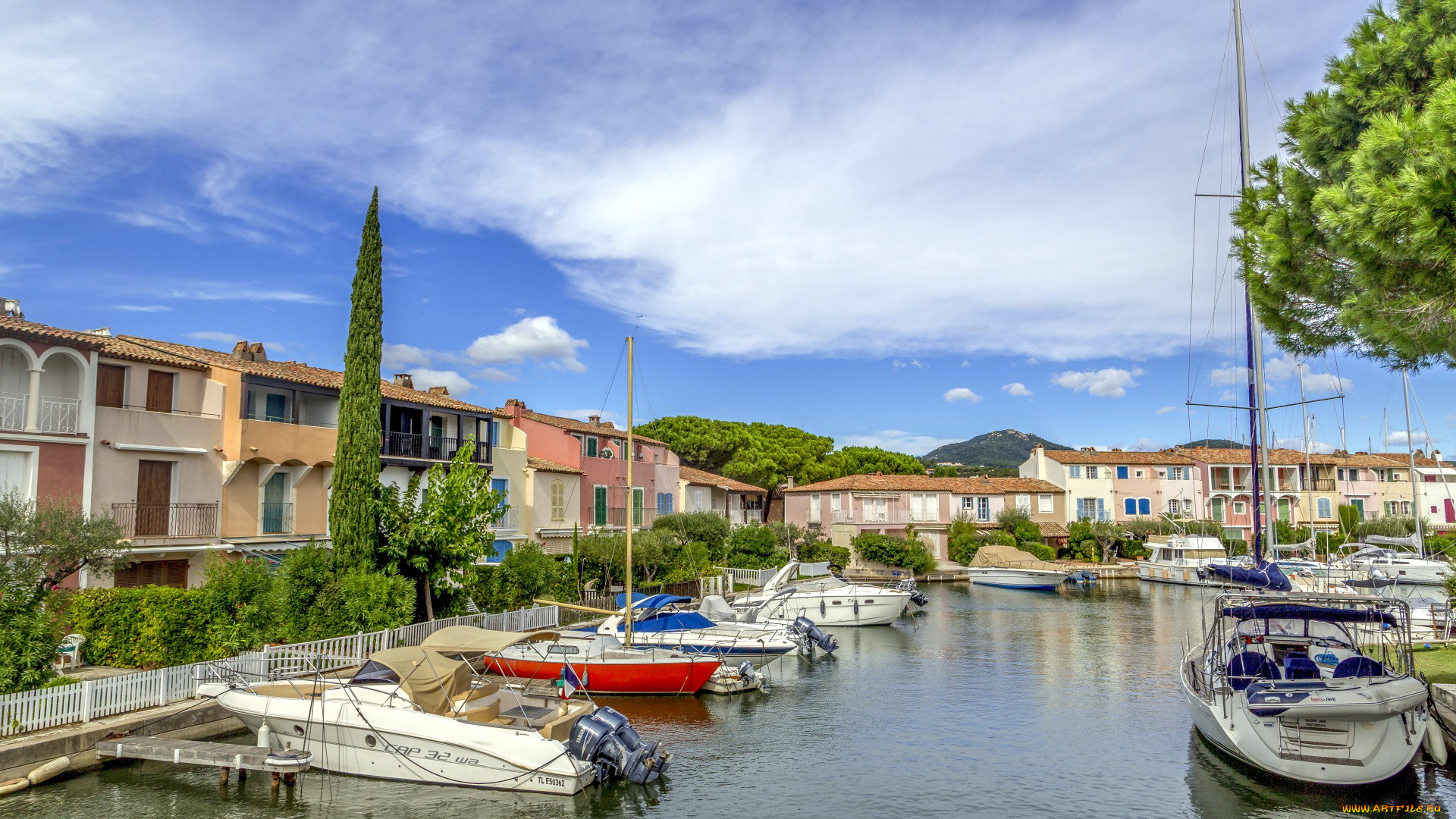 корабли, моторные, лодки, дома, моторные, лодки, вода