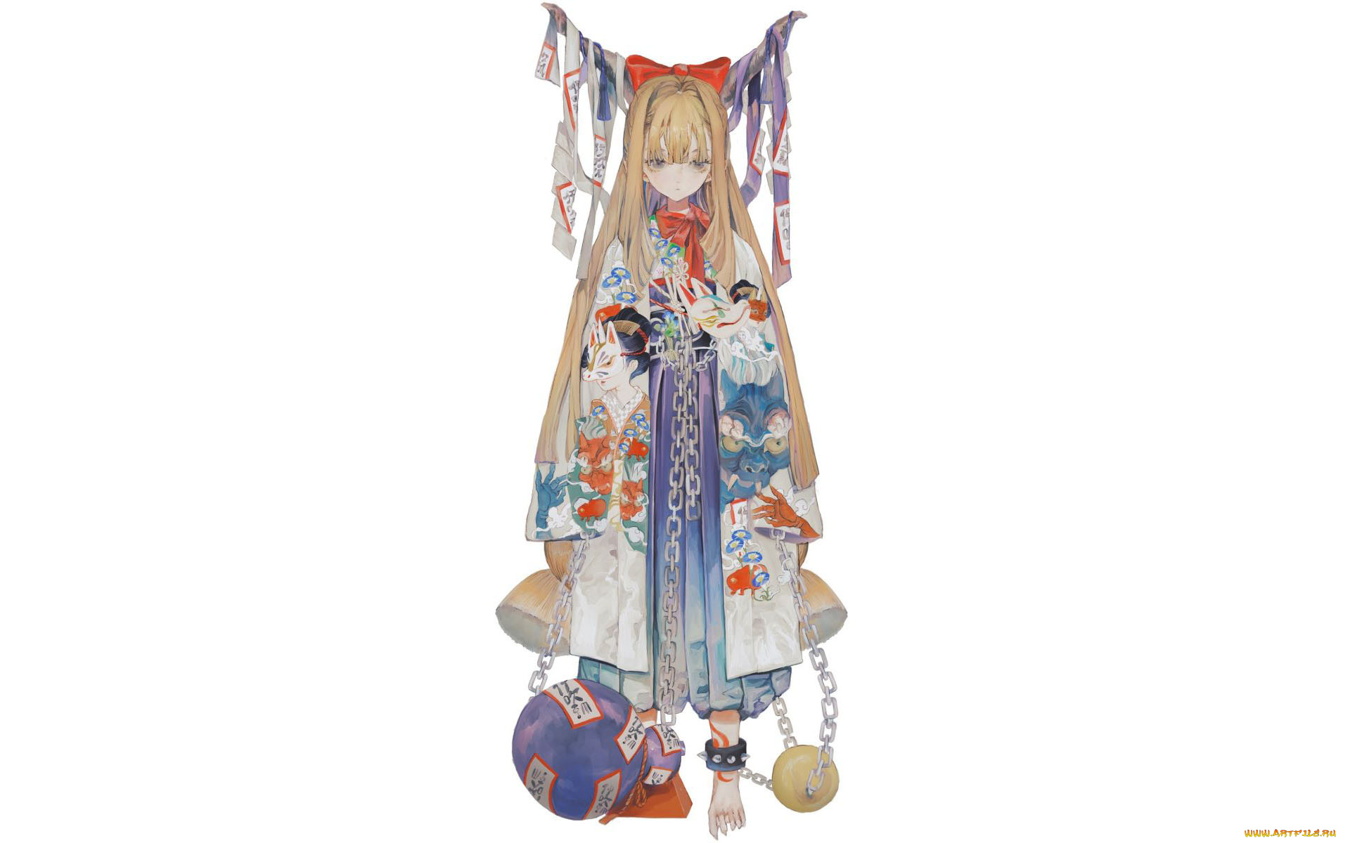 аниме, животные, , существа, девушка, цепи, гири