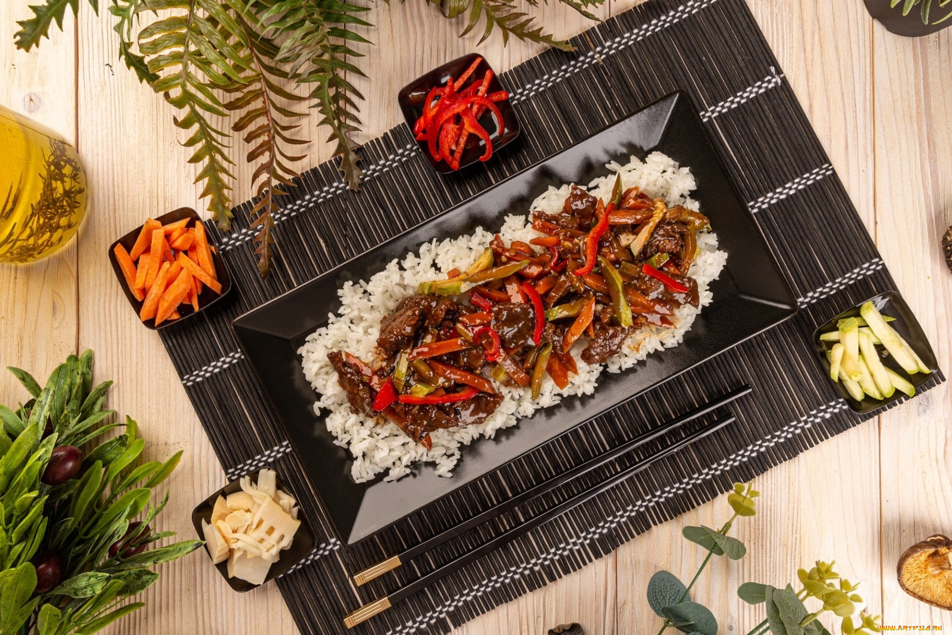 еда, вторые, блюда, рис, рагу, морковь, перец