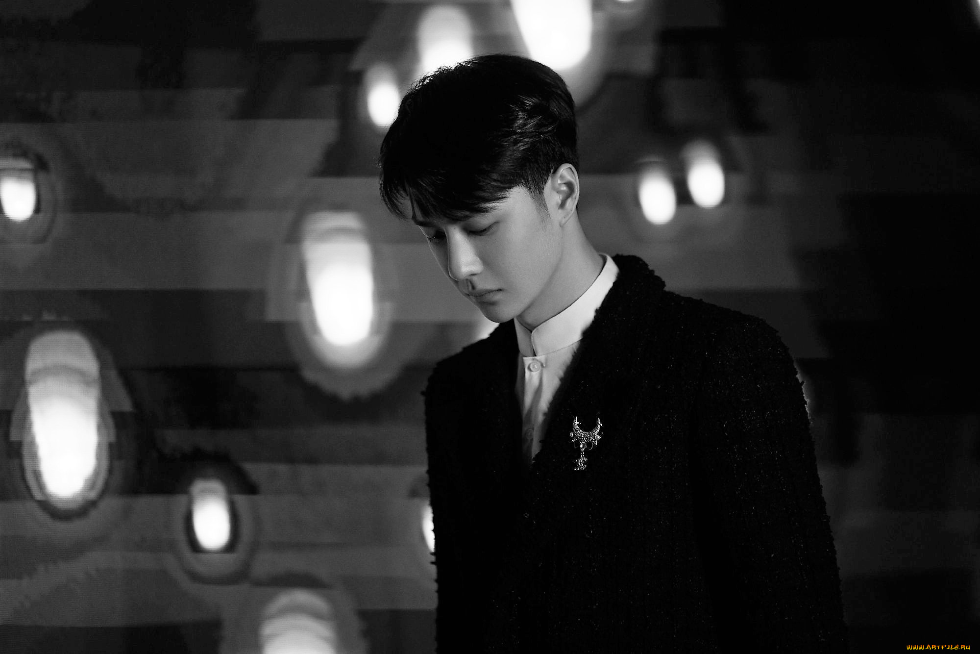 мужчины, wang, yi, bo, певец, актер, пиджак, брошь