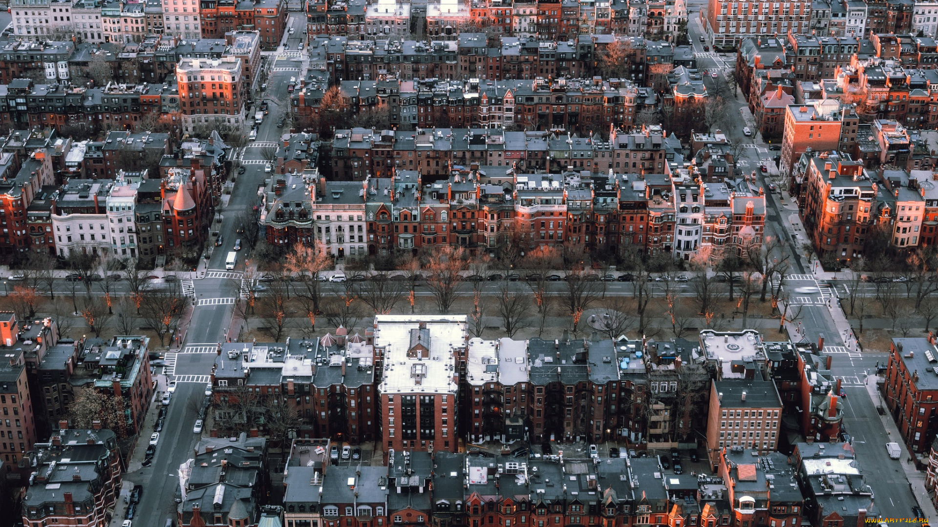 города, бостон, , сша, город, городской, пейзаж, вид, с, воздуха, бостон