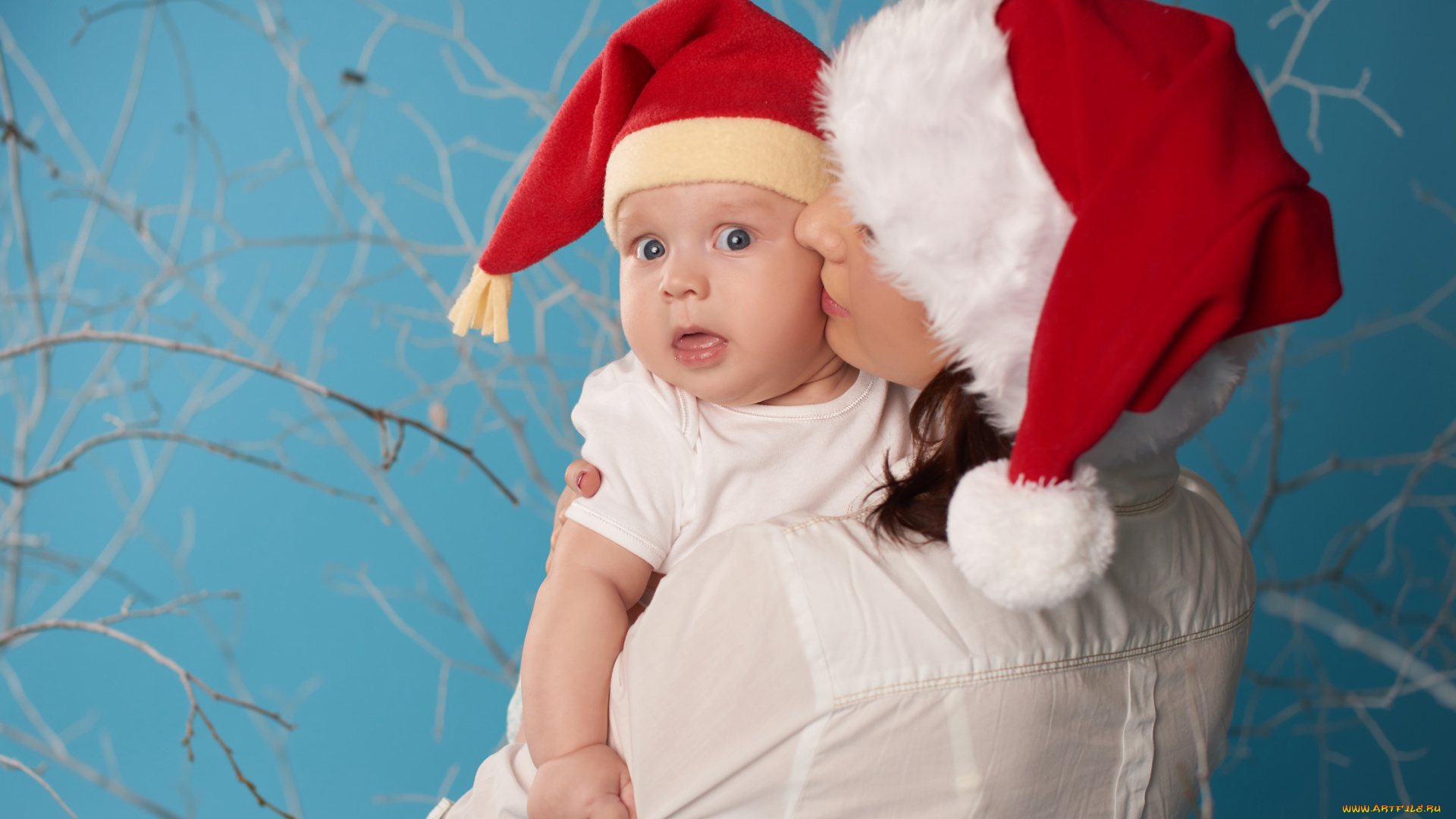 разное, люди, мама, ребенок, колпаки, ветки