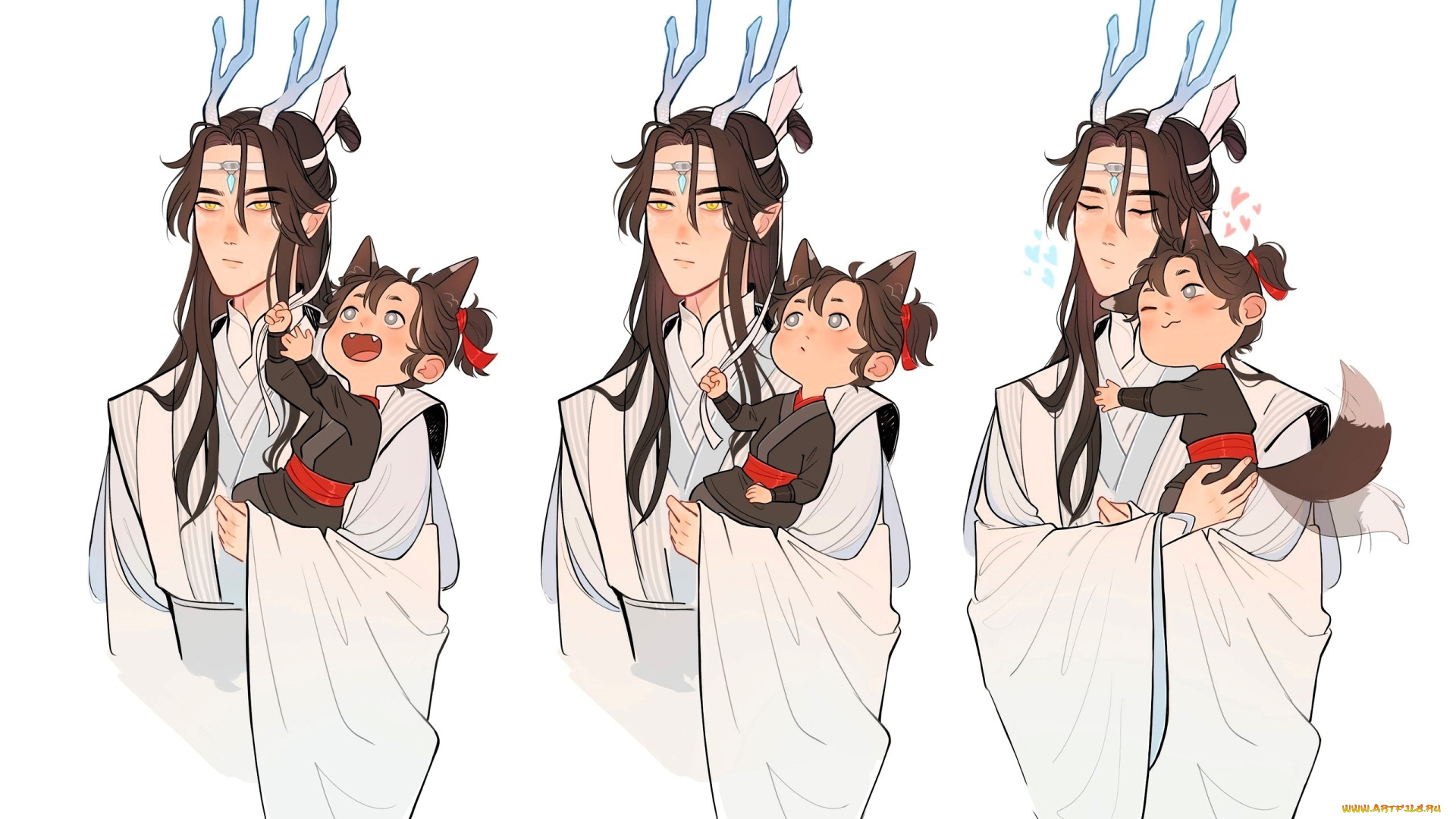 аниме, mo, dao, zu, shi, лань, ванцзи, вэй, усянь, рожки, ушки