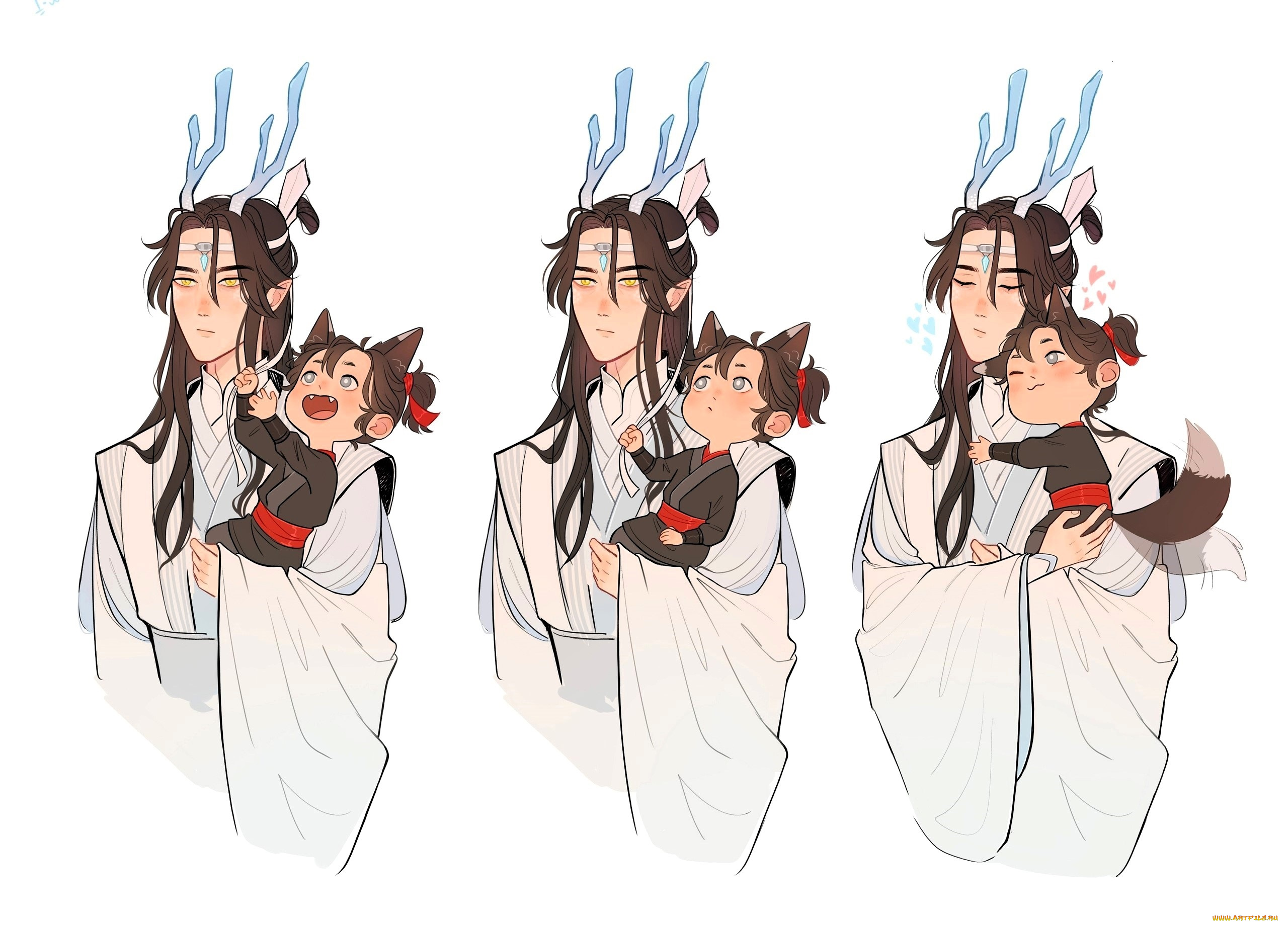 аниме, mo, dao, zu, shi, лань, ванцзи, вэй, усянь, рожки, ушки