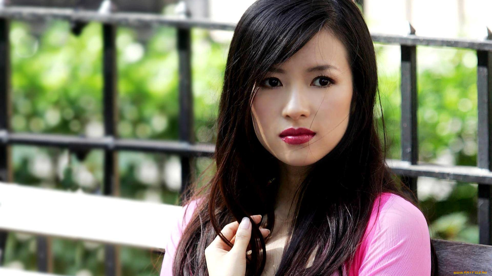 девушки, zhang, ziyi, брюнетка, азиатка, лицо, ограда
