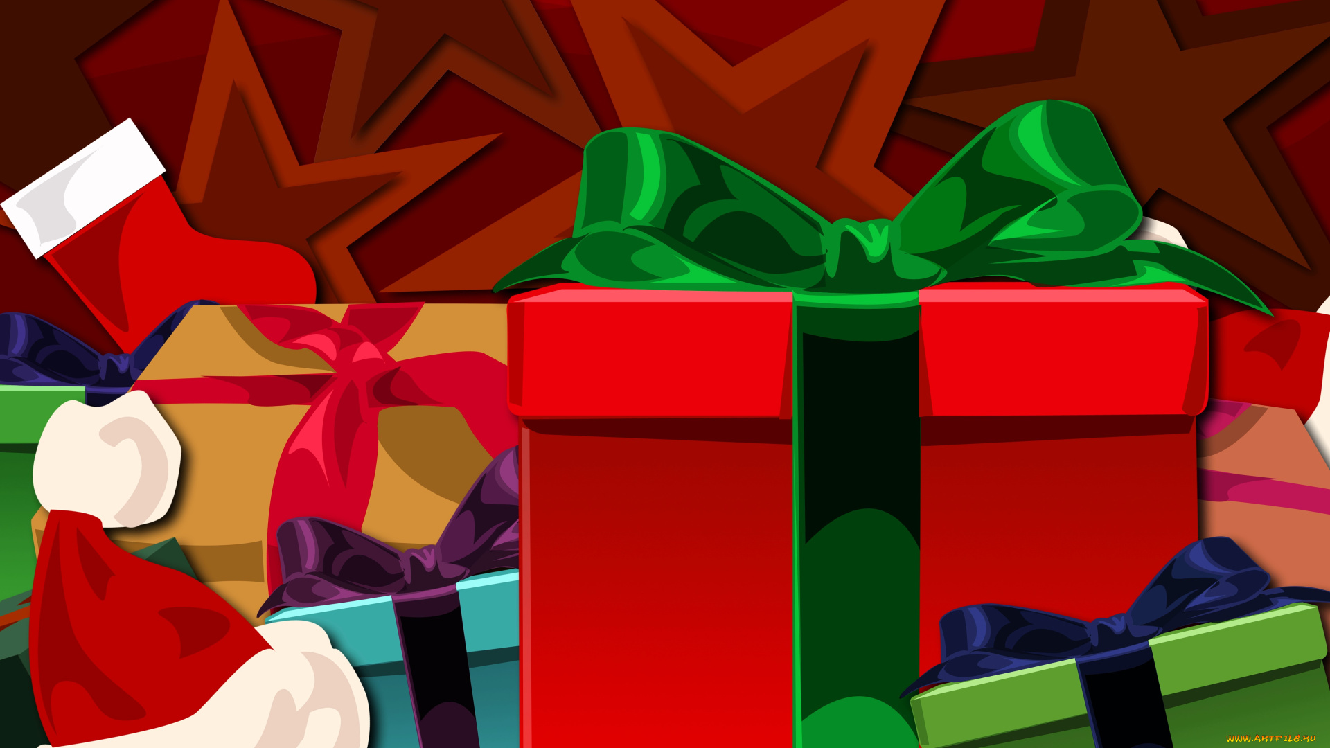 праздничные, векторная, графика, , новый, год, подарки, шапка