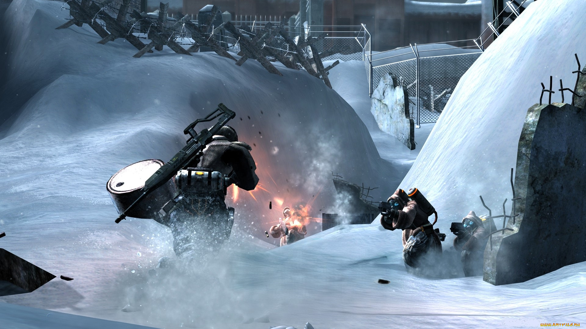видео, игры, lost, planet, , extreme, condition, перестрелка, здание, ежи, снег